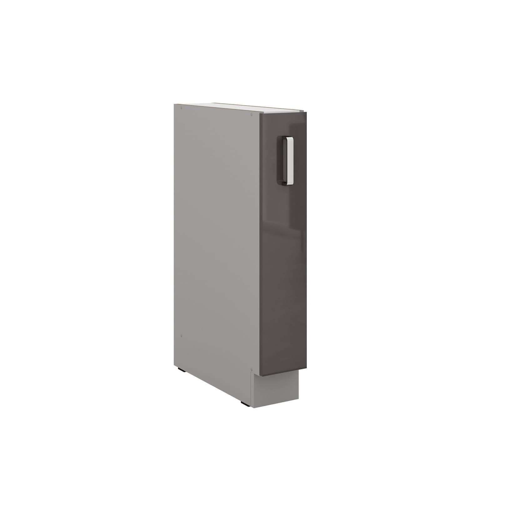 Küchen-Preisbombe Unterschrank Bianca Grey Hochglanz Grau 15 cm
