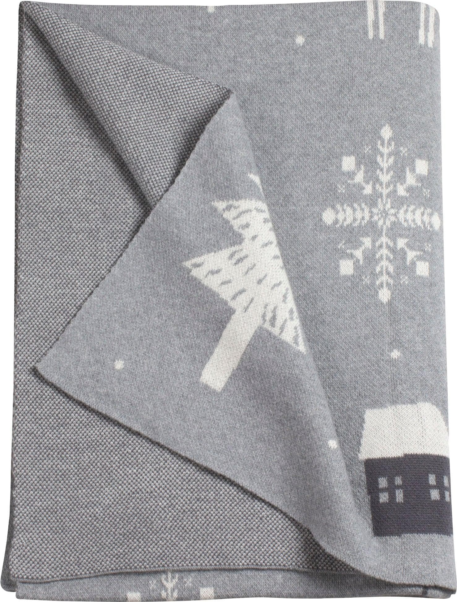TOM TAILOR HOME Wohndecke Scandinavian Grau Strickoptik 100% Baumwolle