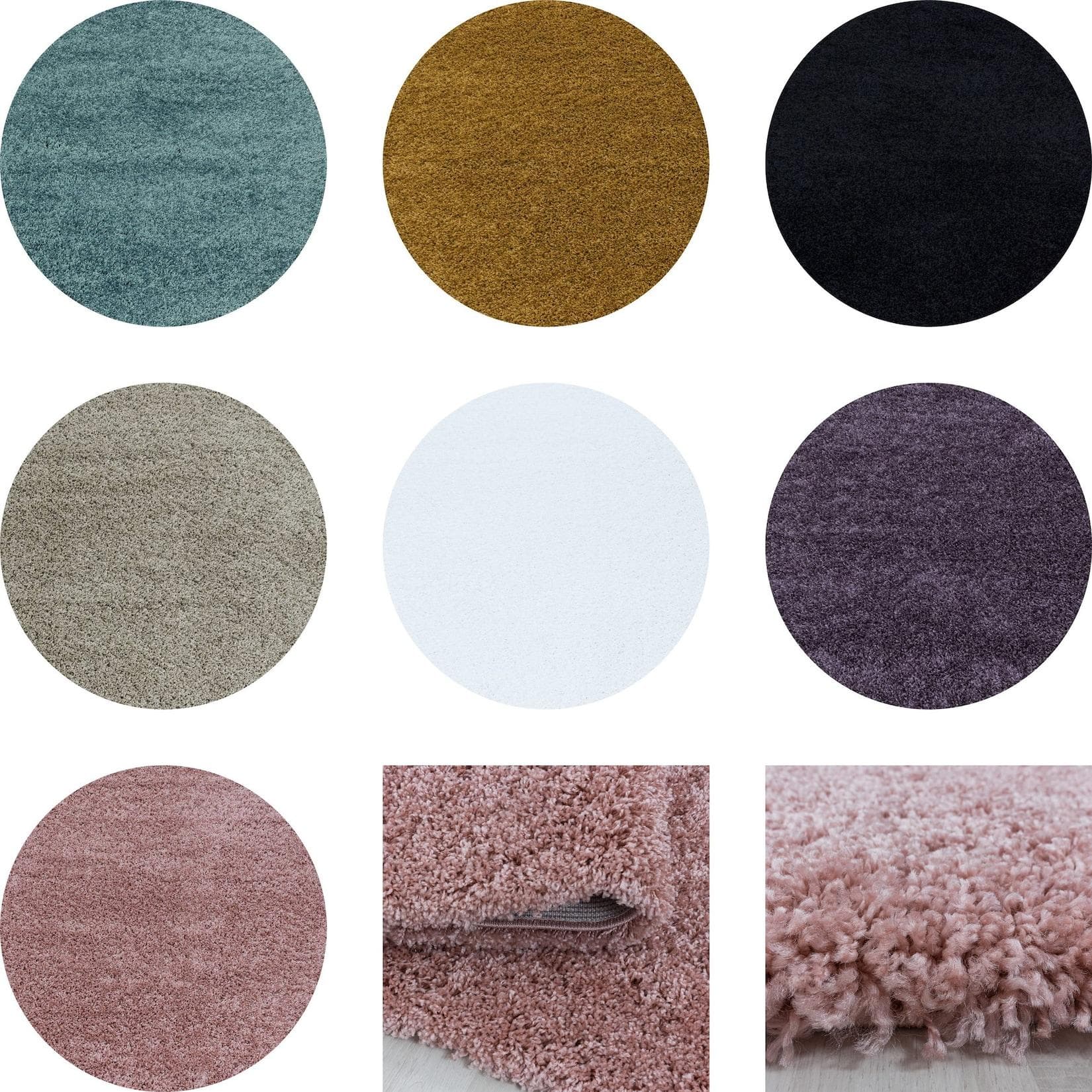 Runder Hochflor Teppich Flauschiger Langflor Shaggy Teppich Wohnzimmerteppich