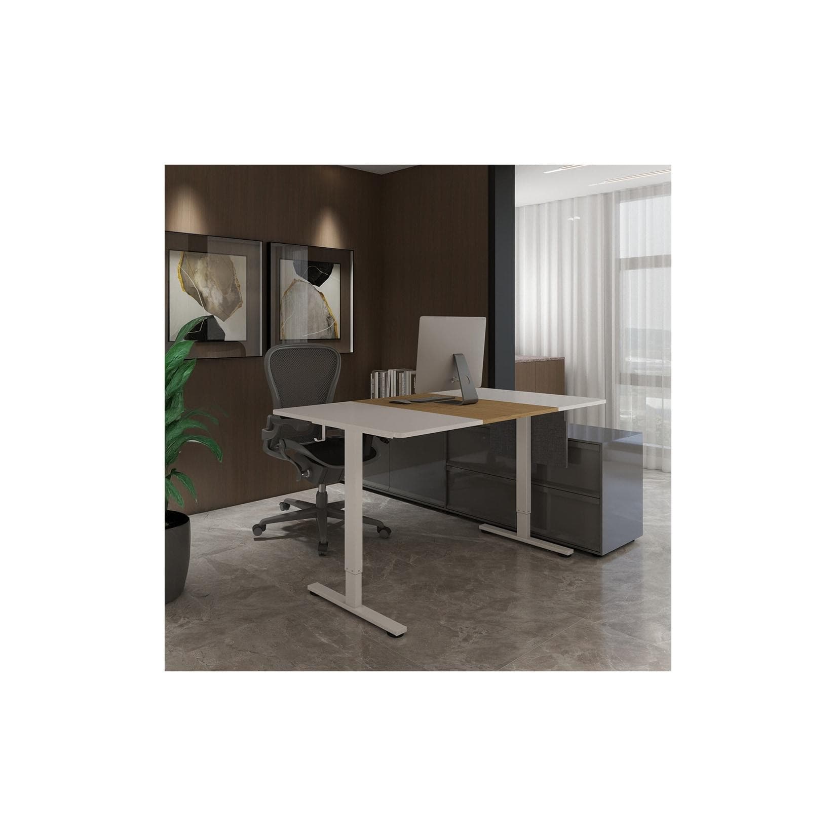 Home Deluxe ELMO Höhenverstellbarer Schreibtisch Weiß Holz