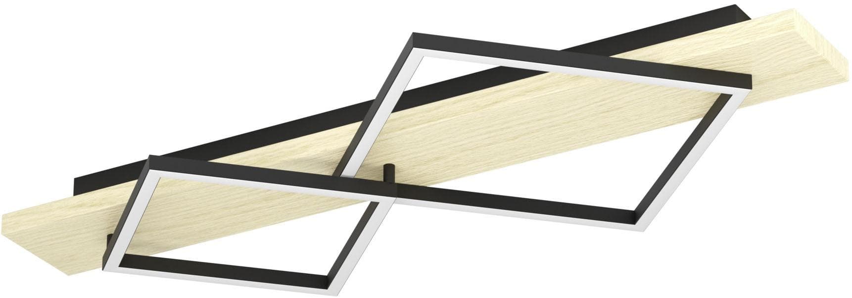 EGLO LED Deckenleuchte BOYAL Schwarz Braun Stahl Holz 2-flammig
