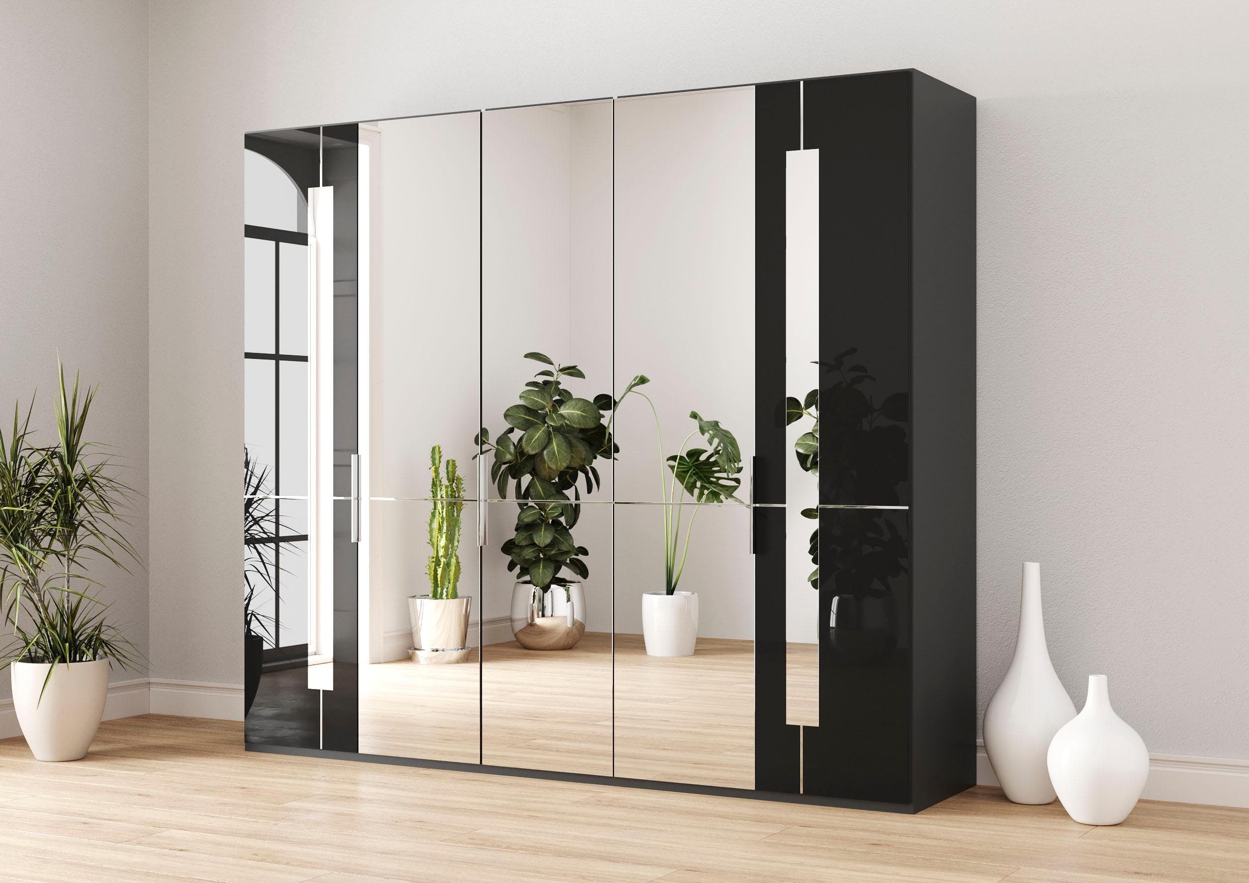 MUSTERRING Kleiderschrank Imola W Graphit Glas Spiegeltüren