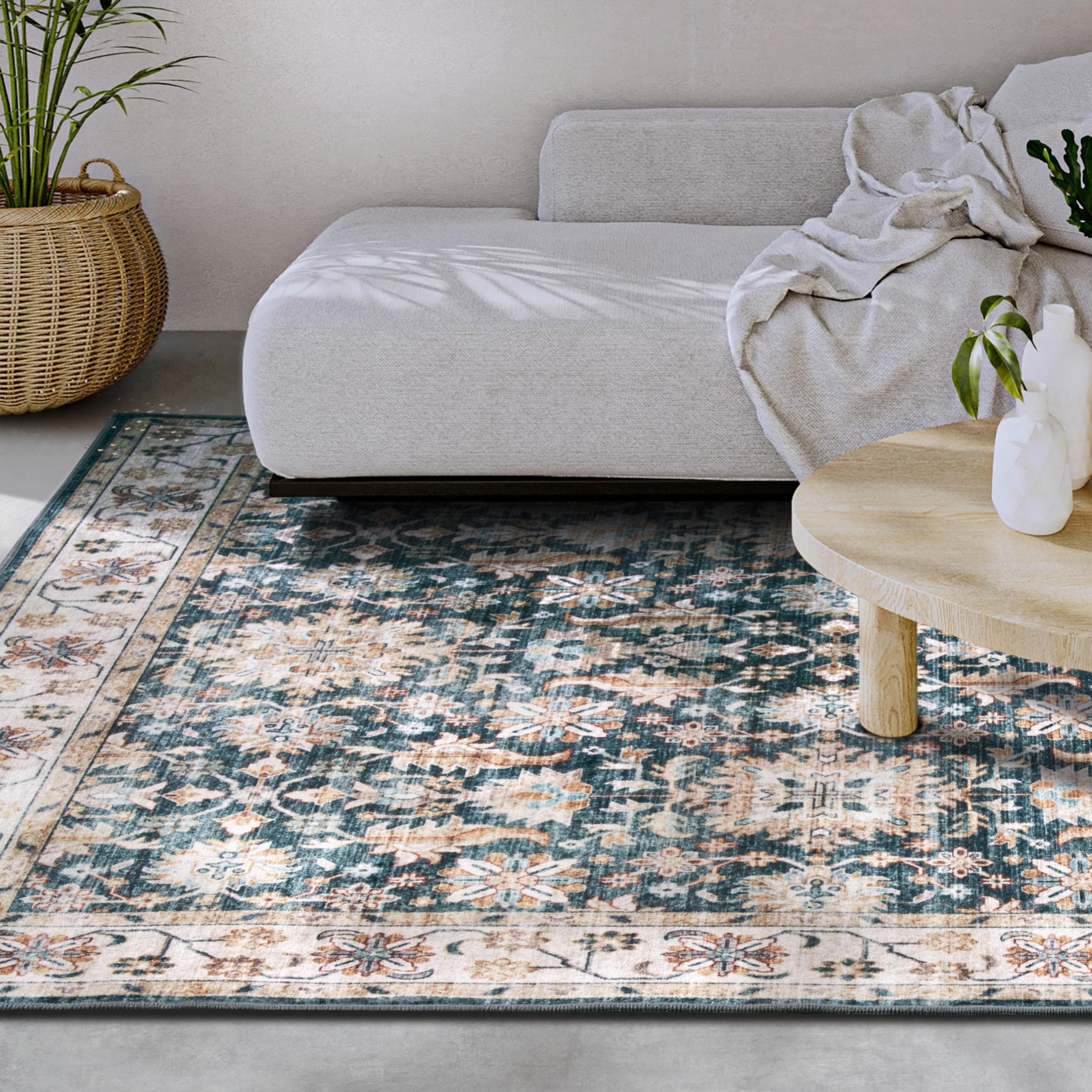 Teppich ELLE DECORATION Saveh Blau Vintage Kurzflor