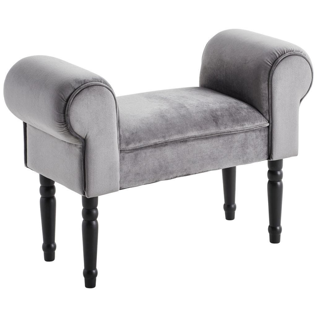 Xora Hocker Grau Samt Kiefer Massiv