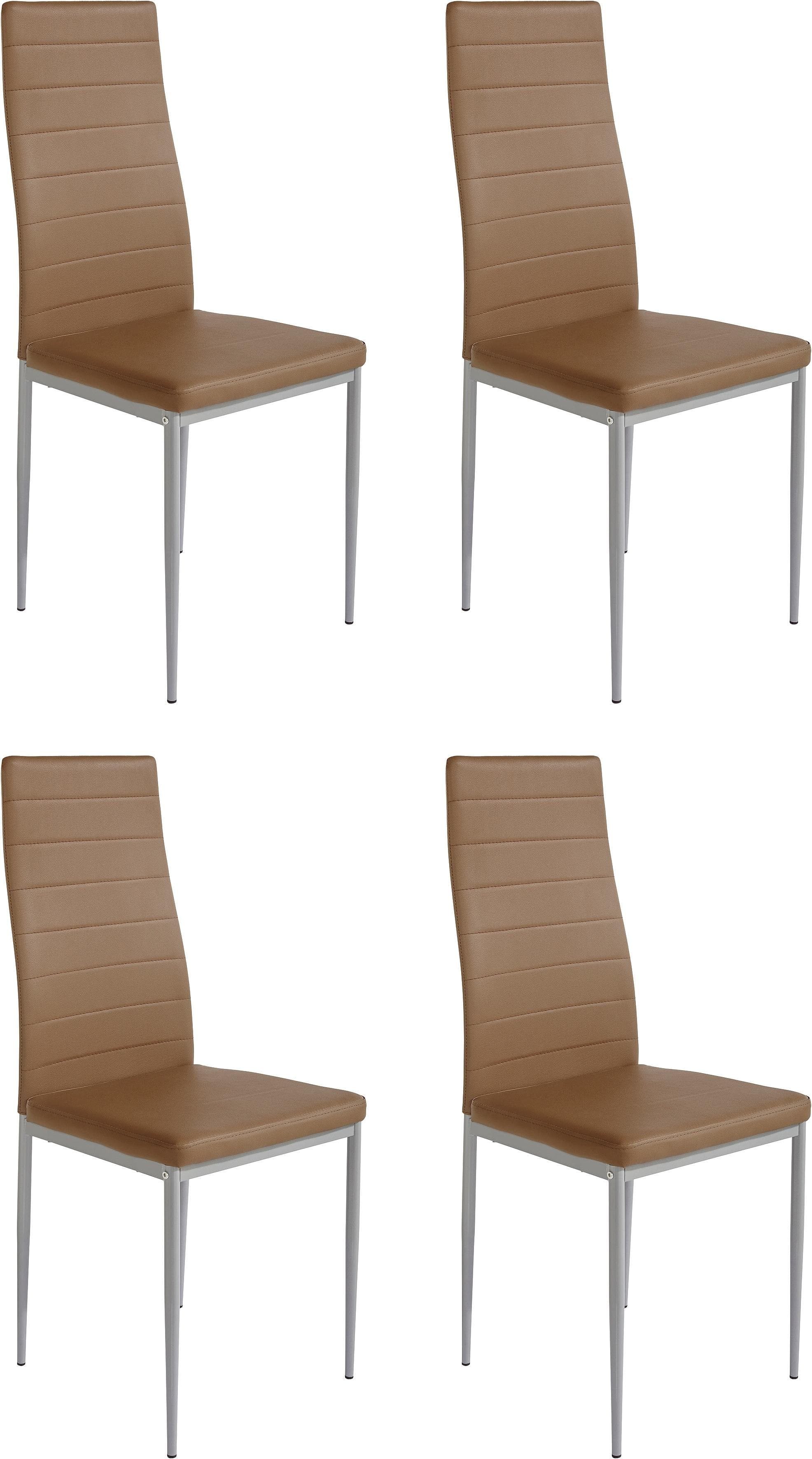 HOME AFFAIRE Pluto Esszimmerstuhl 4er Set Kunstleder Braun Grau
