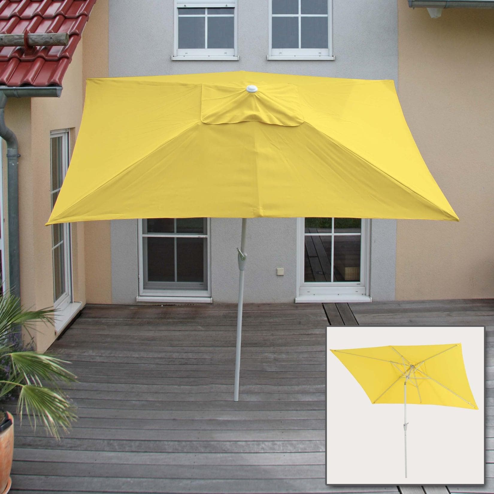 MCW Sonnenschirm Castellammare 2x3m Neigbar Polyester/Alu UV-Schutz 50+ Gelb