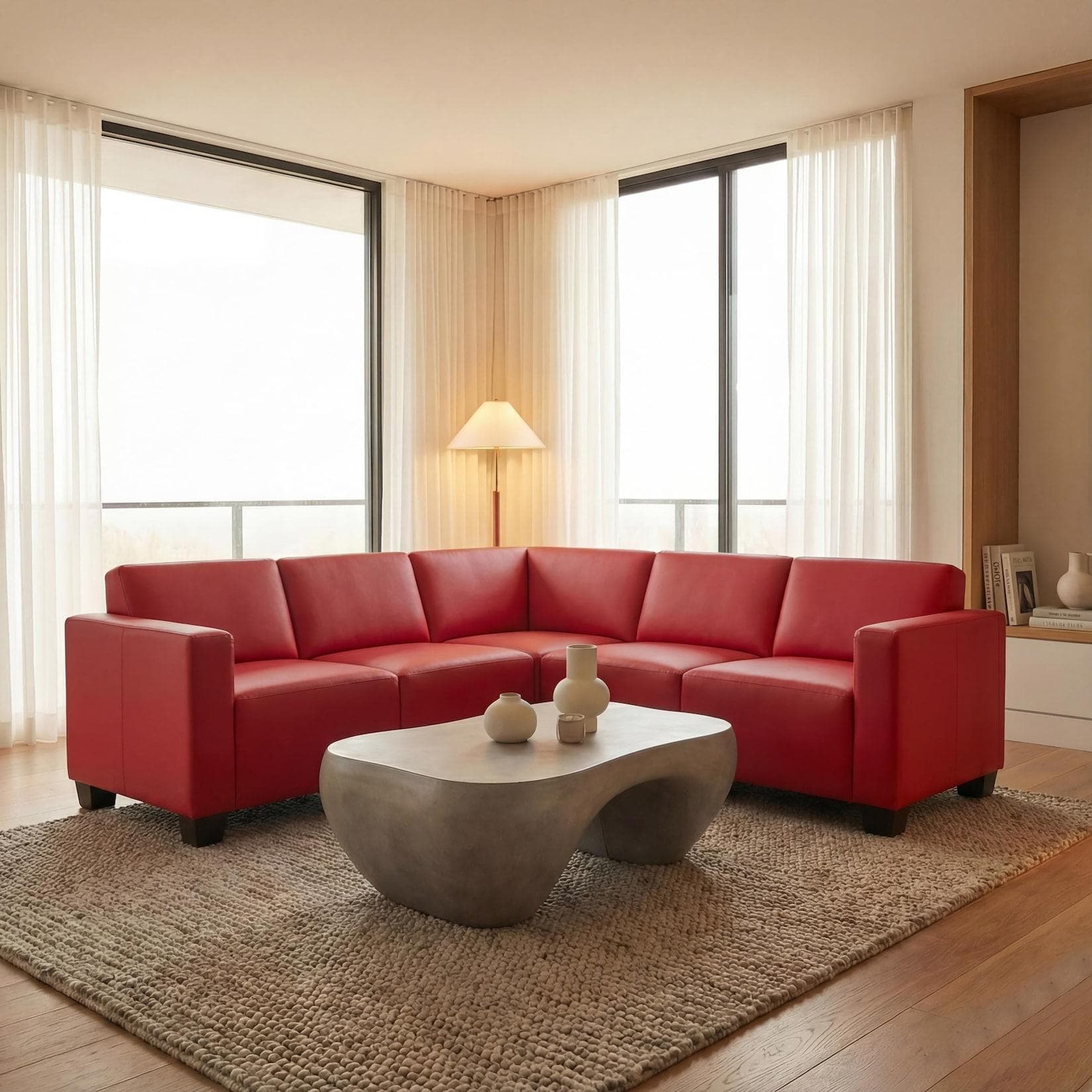 MCW Modular Sofa-System Couch-Garnitur Moncalieri 5 Kunstleder Rot