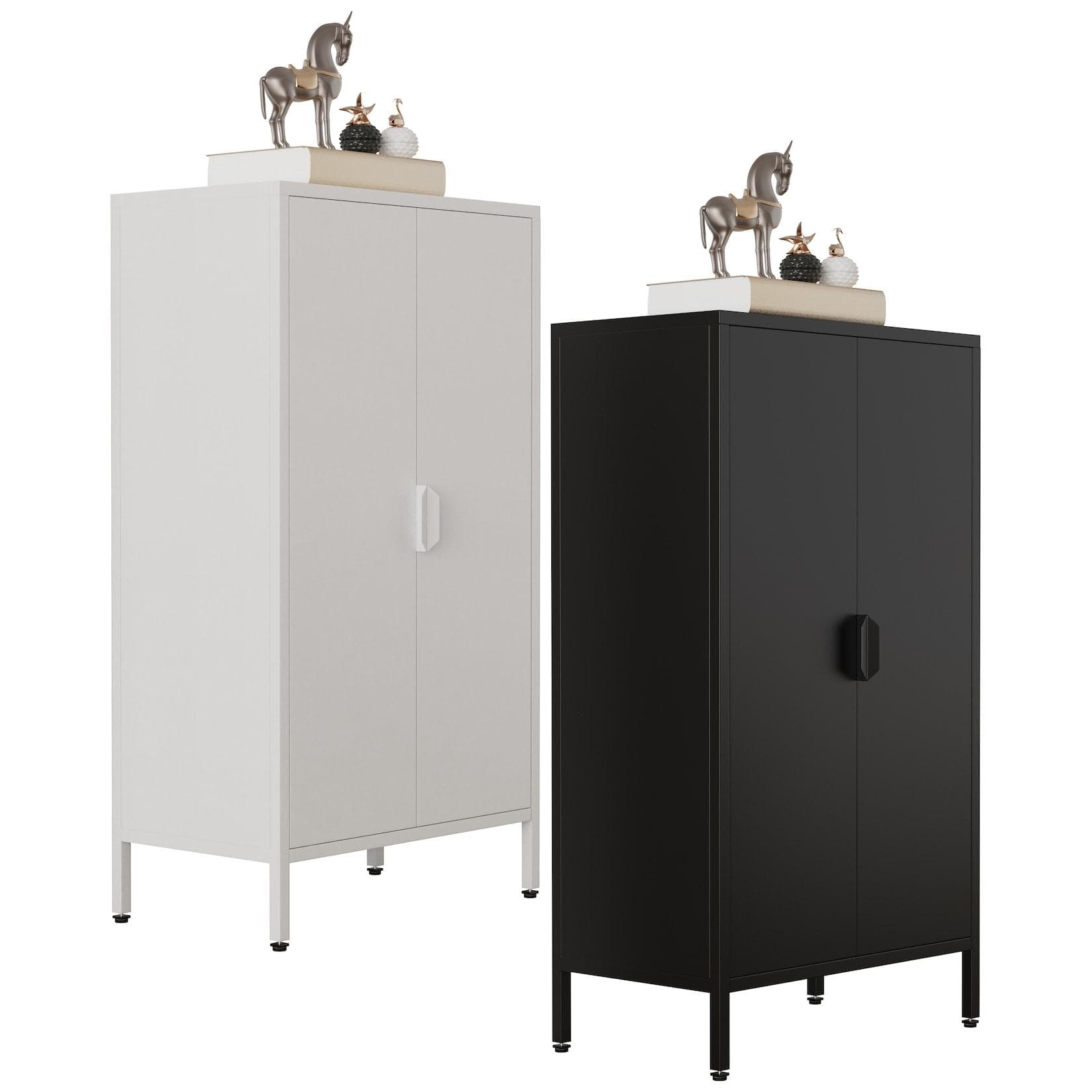 VCM Stahl Kommode Sideboard Flokas M Weiß mit Drehtüren