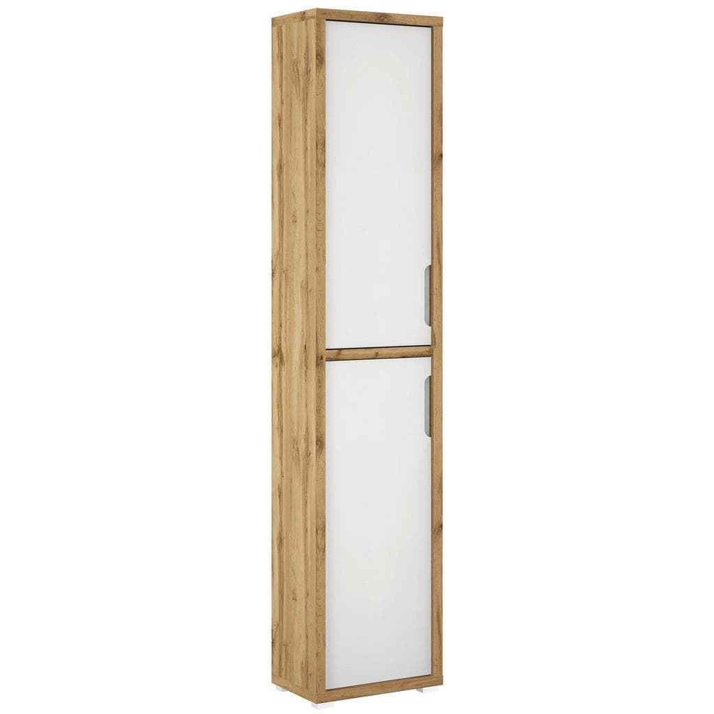 Xora Mehrzweckschrank Eiche Weiß Hochglanz Holzwerkstoff