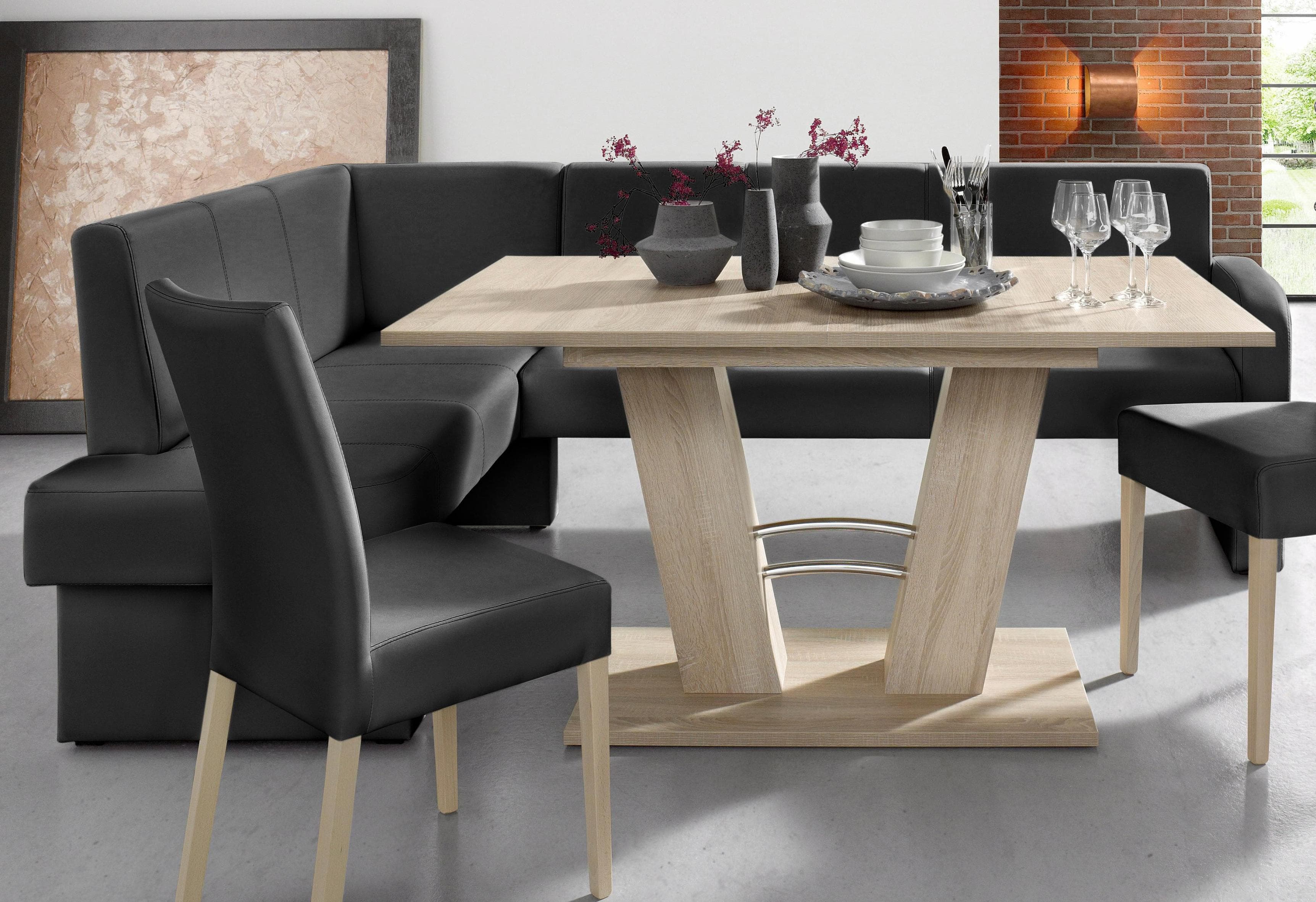 HOME AFFAIRE Eckbank Umag Schwarz Modern Gepolstert