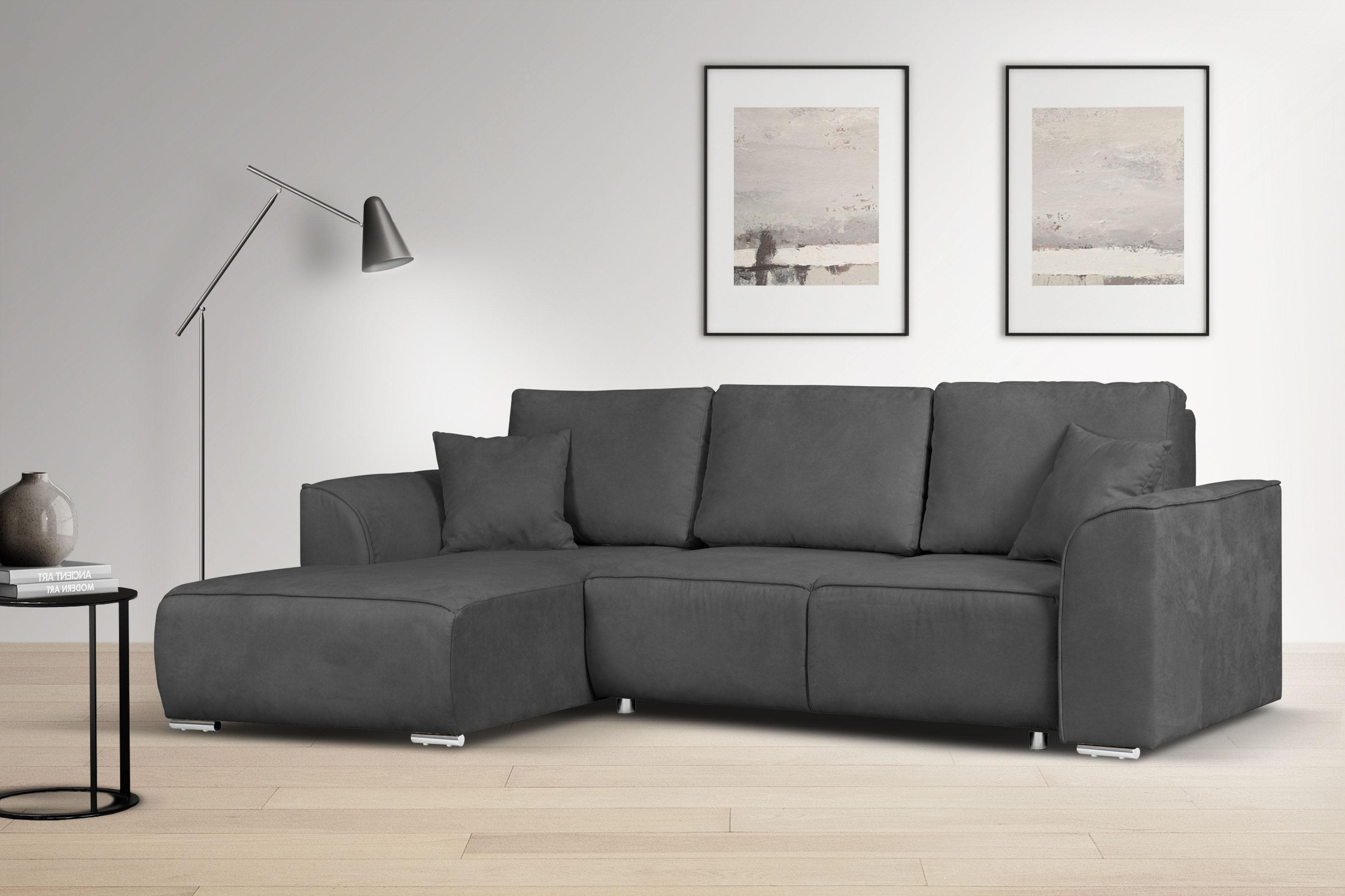 OTTO HOME Ecksofa BEATRICE Dunkelgrau Schlafsofa mit Bettkasten L-Form