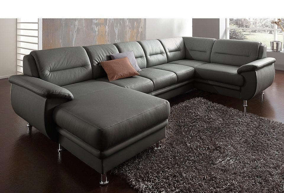 SIT & MORE Wohnlandschaft Mailand U-Form Grau mit Bettfunktion
