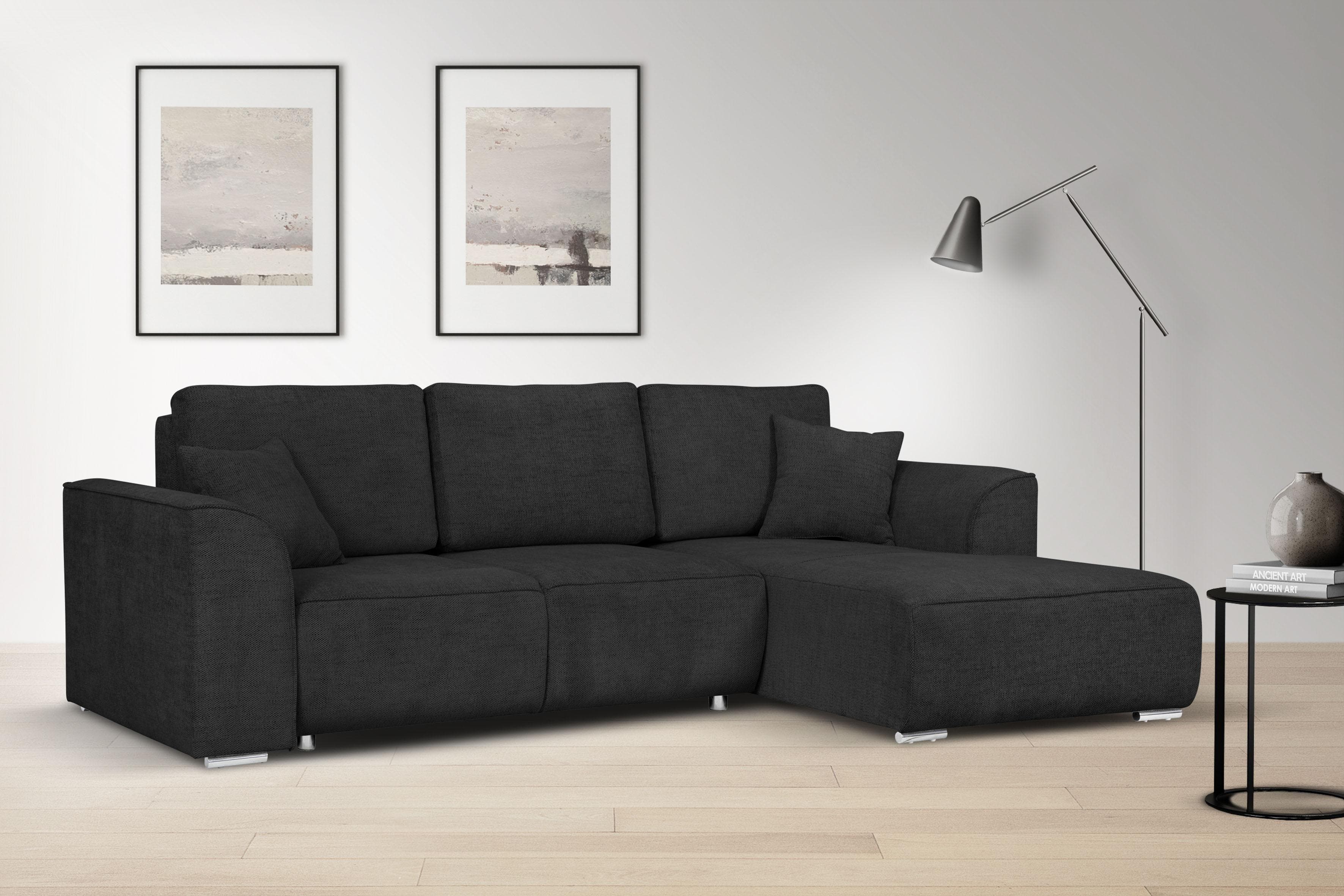 OTTO HOME Ecksofa BEATRICE Anthrazit mit Bettkasten und Schlafsofa-Funktion