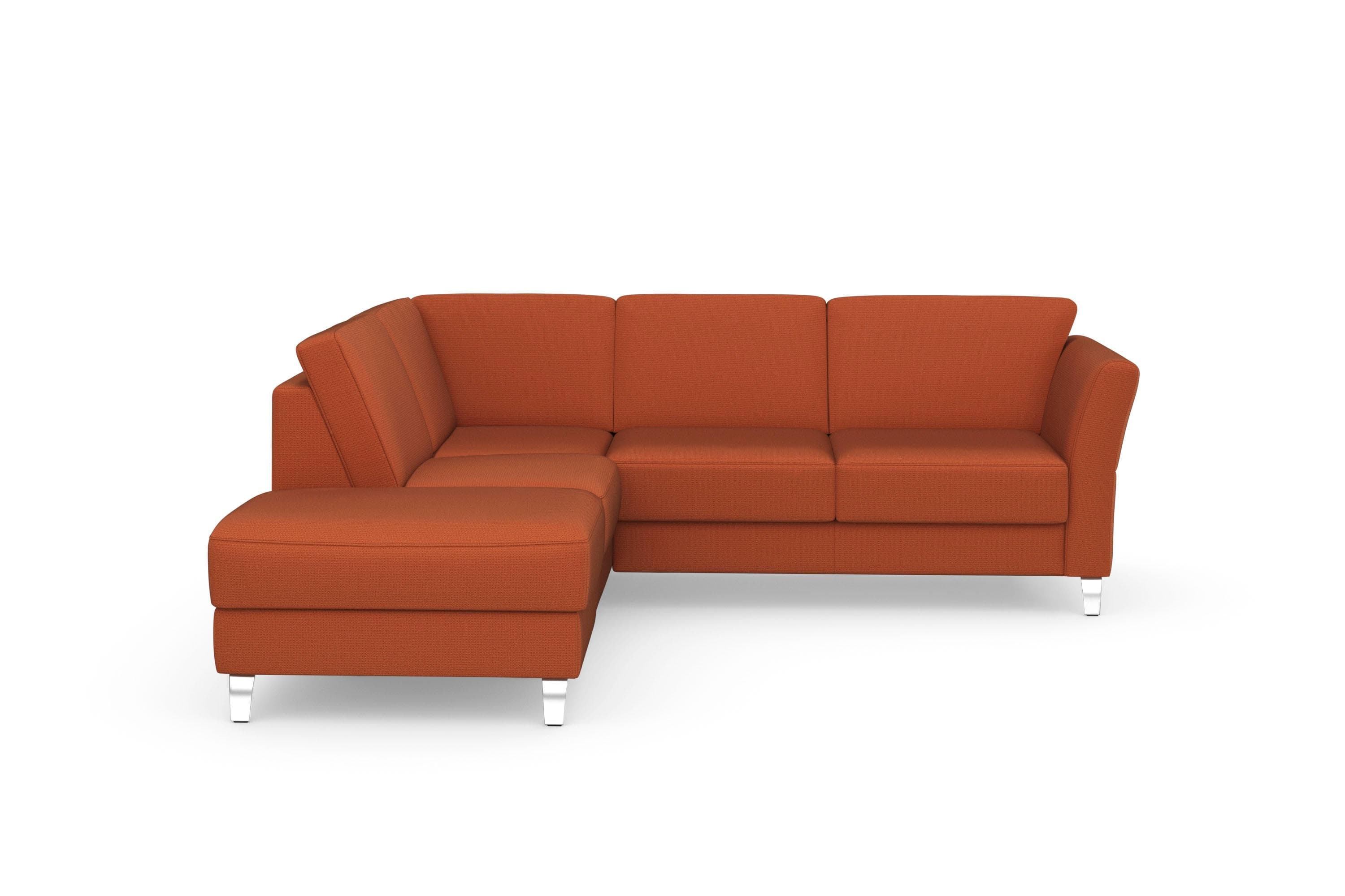 SIT & MORE Ecksofa Visby L-Form Orange Microfaser