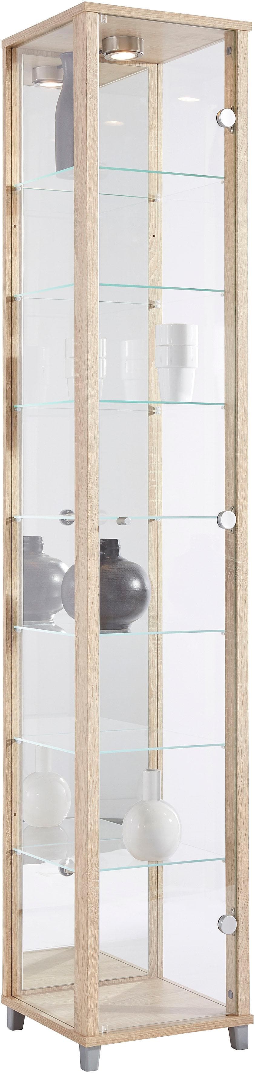 FIF MÖBEL Vitrine OPTIMA Eichefarben sägerau mit LED-Beleuchtung