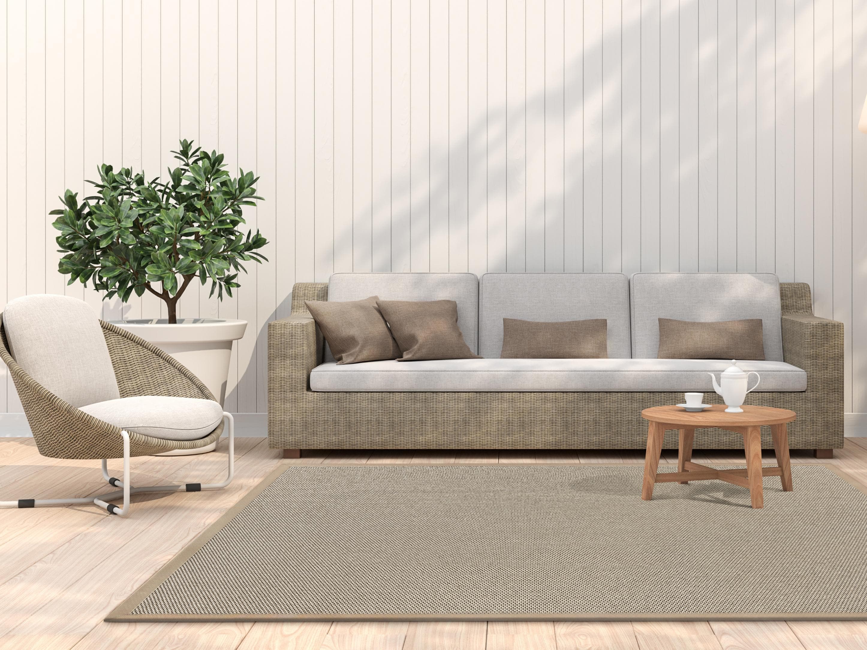 DEKOWE Teppich Naturana Panama Beige mit Bordüre