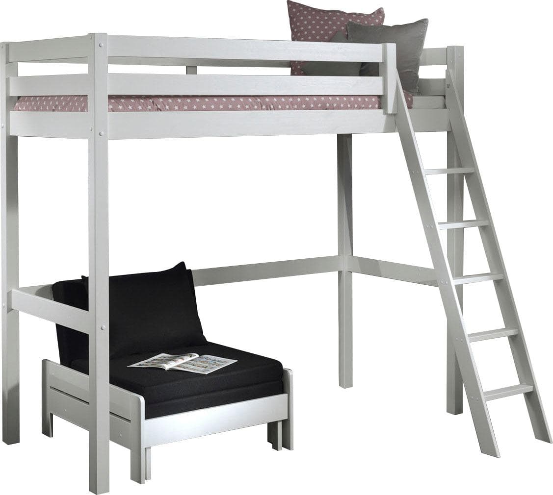 Vipack Hochbett mit Sesselbett Massivholz Schwarz-Weiß