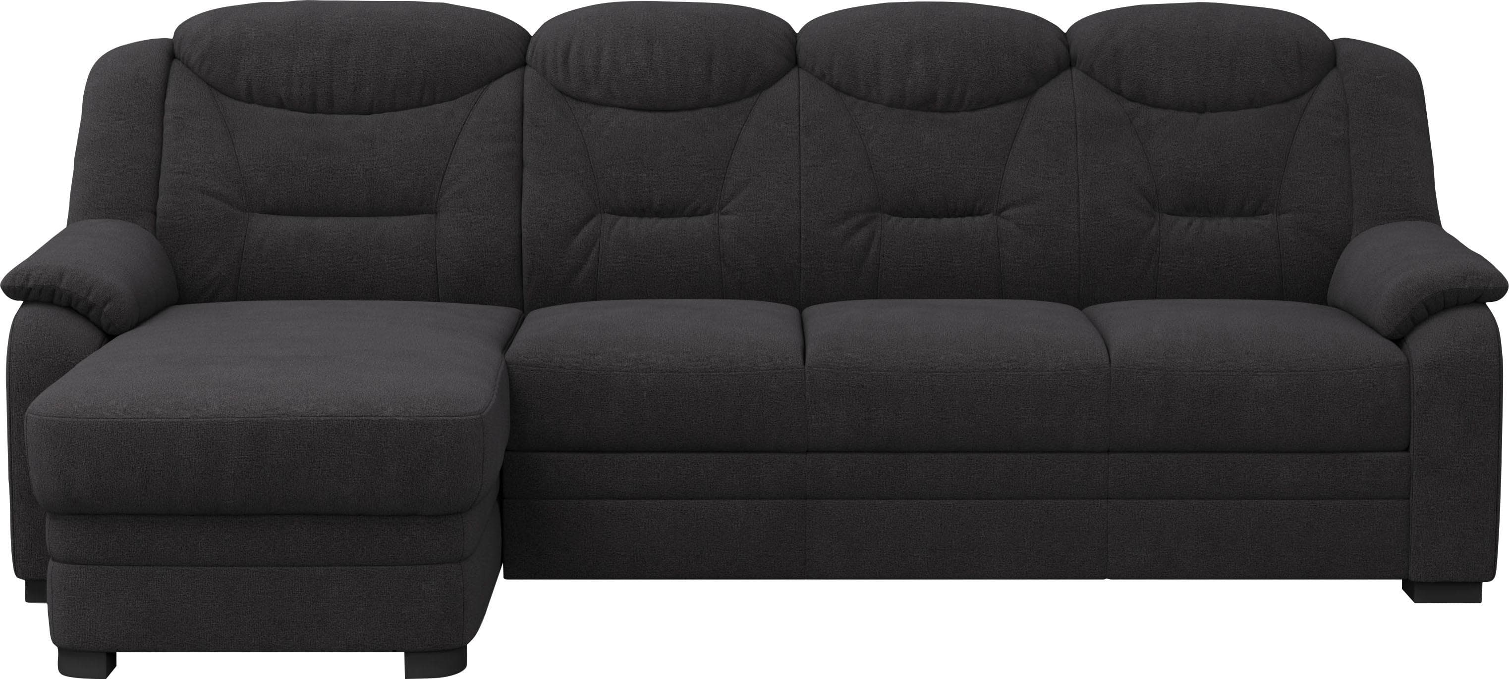 COTTA Ecksofa Marcus L-Form Schwarz mit Bettfunktion
