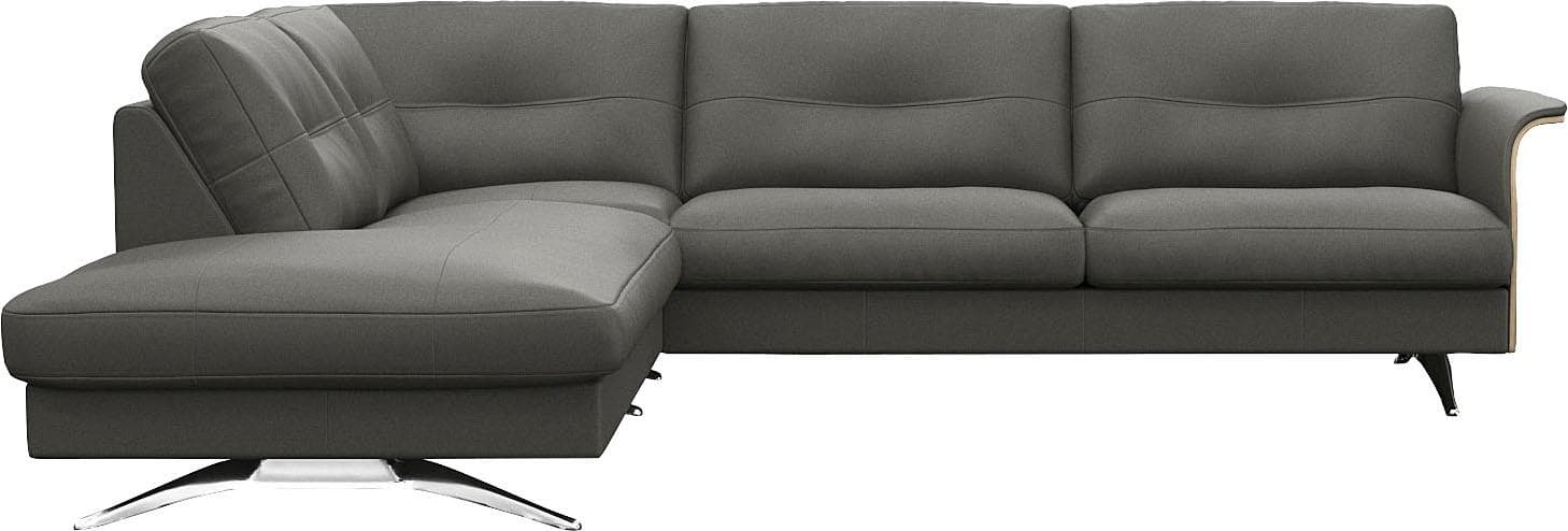 Flexlux Ecksofa Glow L-Form 100% Echtleder Grau Skandinavisch