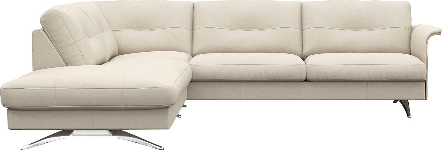 Flexlux Ecksofa Glow L-Form 100% Echtleder Weiß Skandinavisch