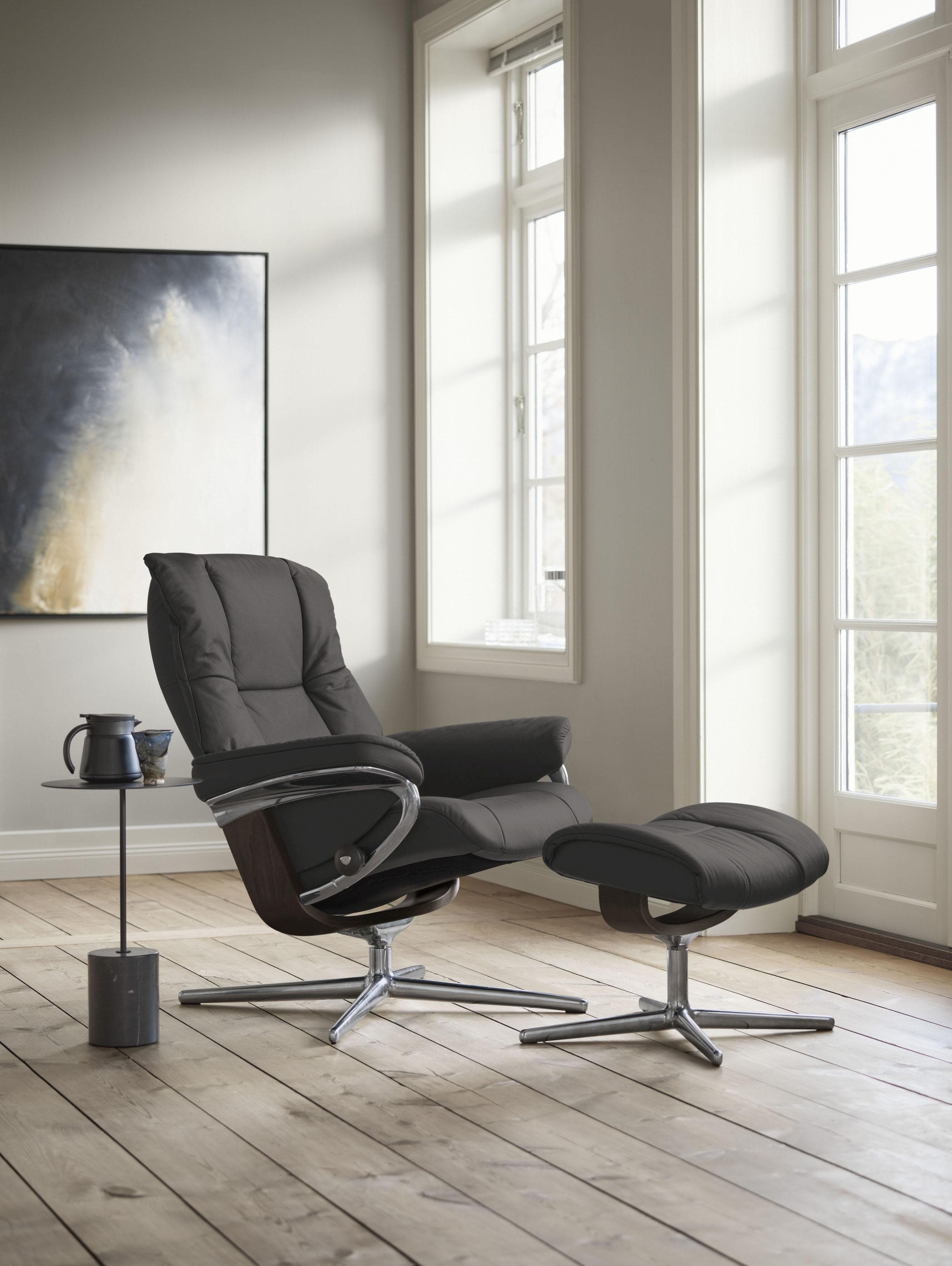 STRESSLESS Mayfair Relaxsessel Grau Leder PALOMA mit Hocker