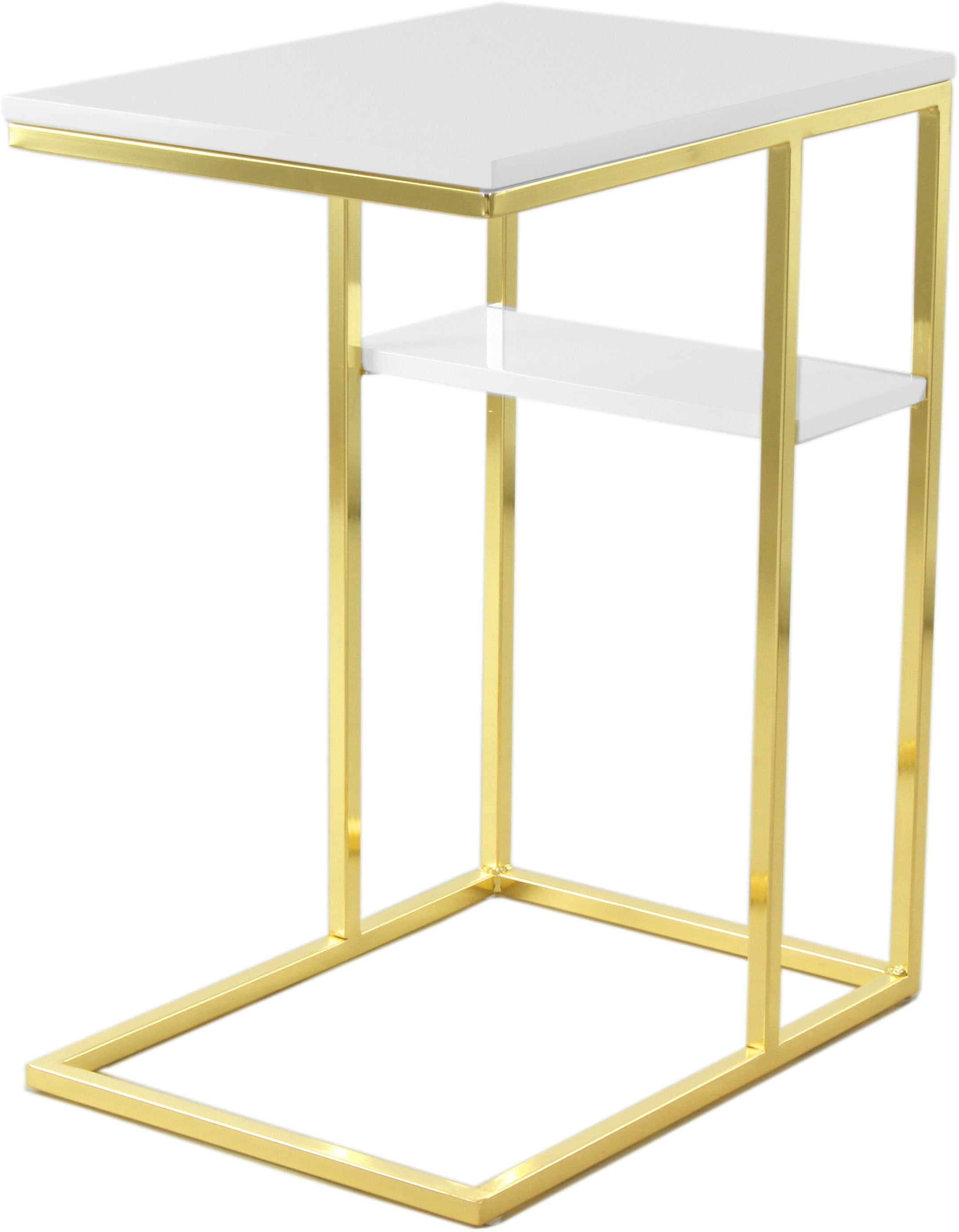 Kayoom Beistelltisch Lucilla 225 Weiß Gold C-Form