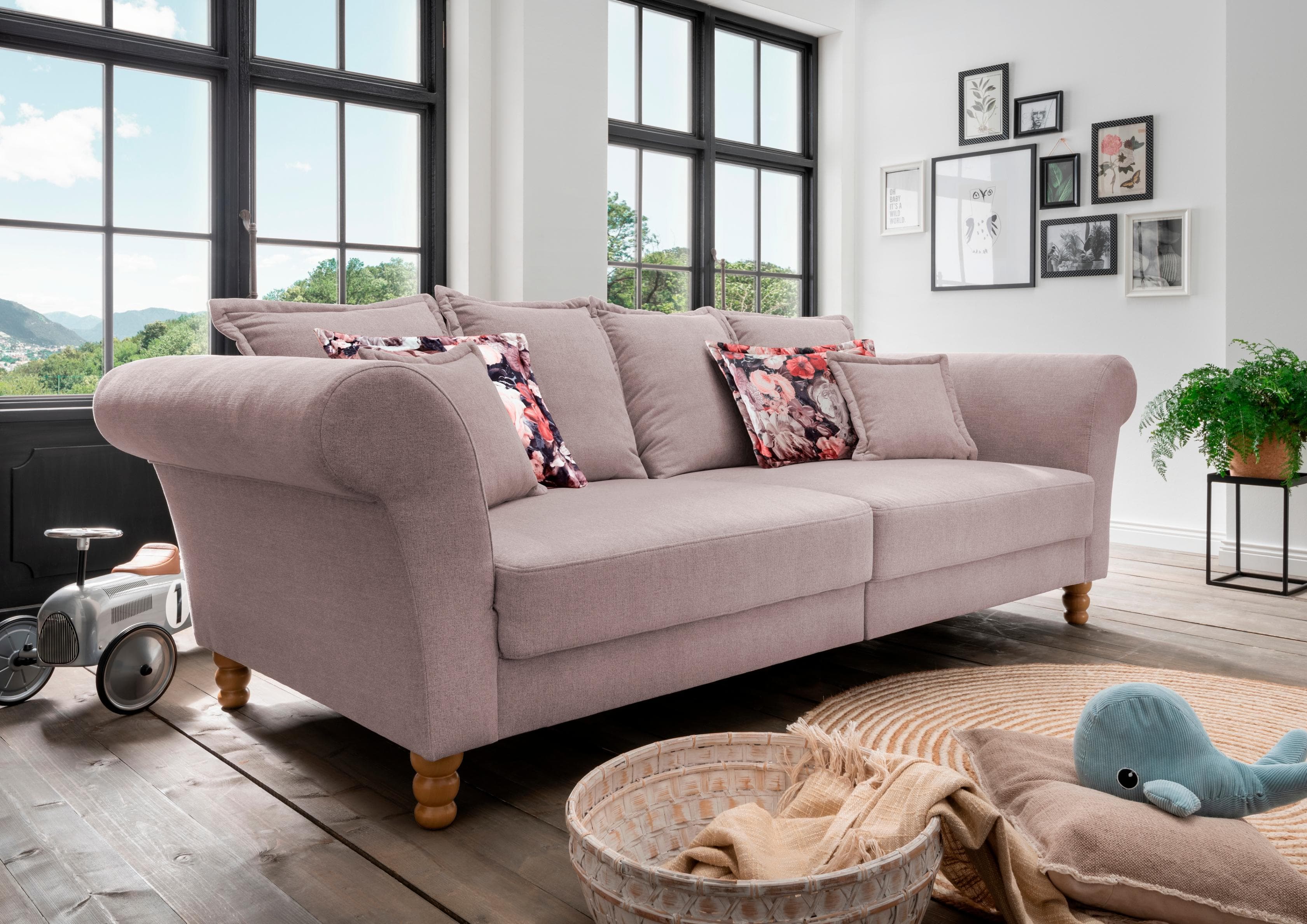 HOME AFFAIRE Tassilo Big-Sofa Rosa Kaltschaum 266cm