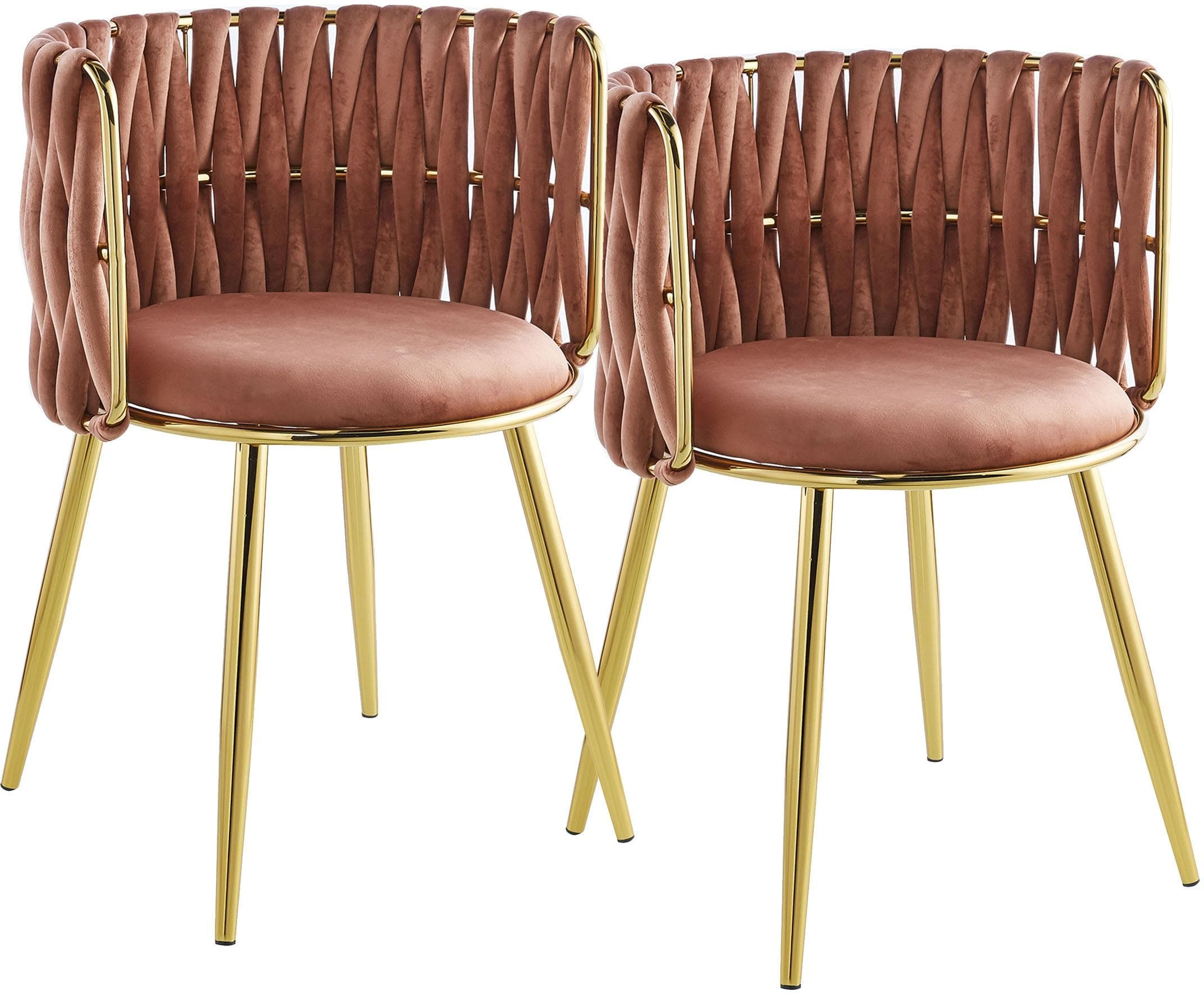 KAYOOM Polsterstuhl Melly 125 2er-Set Rosa Gold Samt