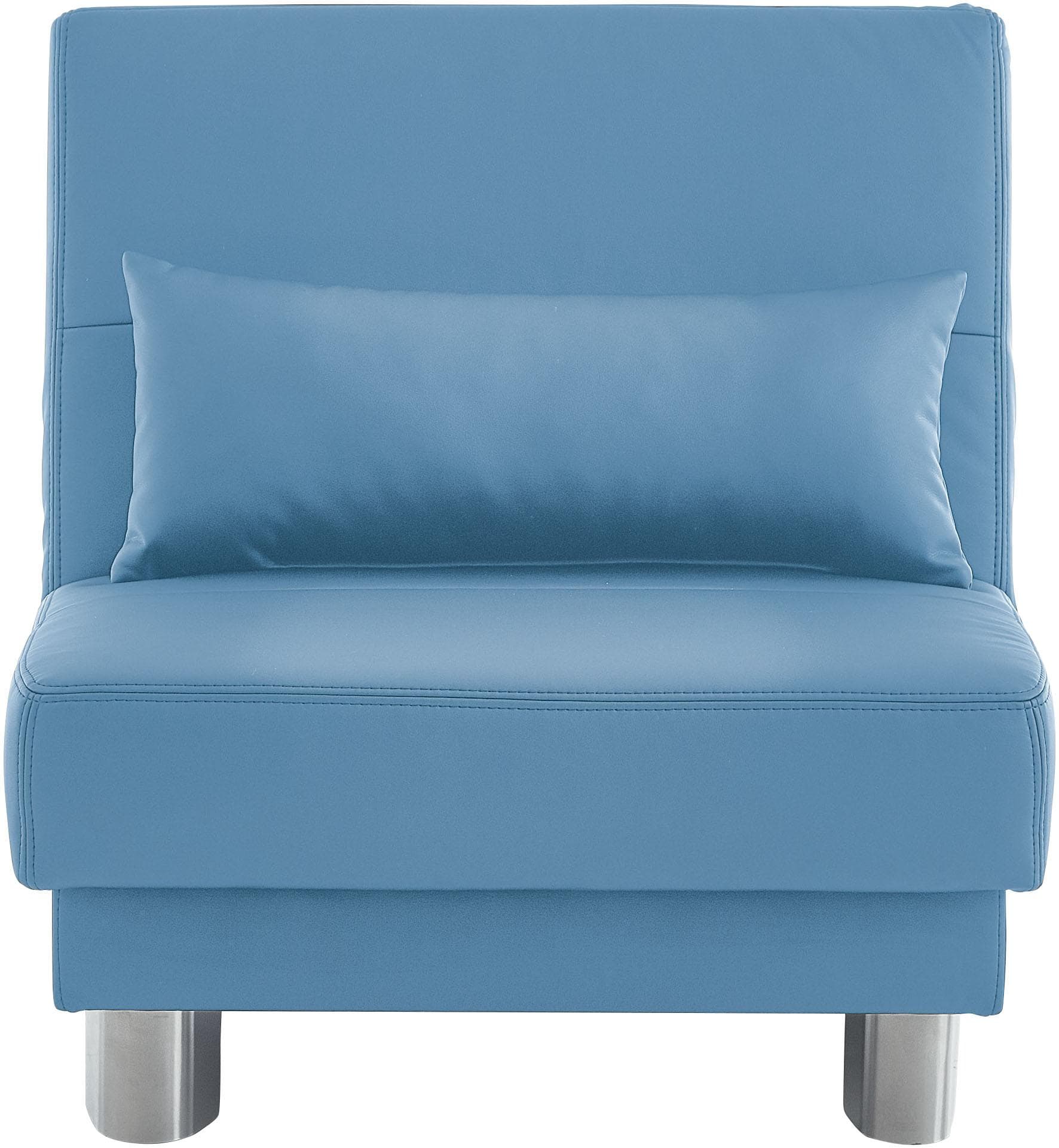 INOSIGN Schlafsofa Gina: Hellblaues Kunstleder-Sofa mit Handgriff
