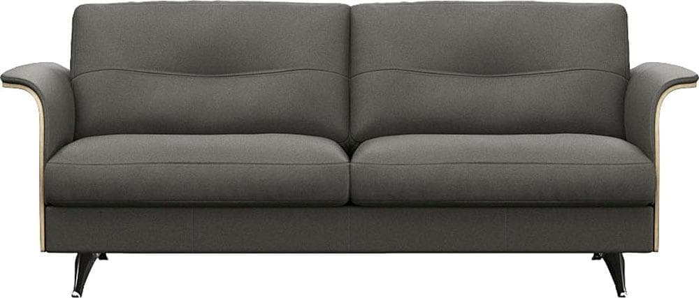 FLEXLUX Glow Sofa 2,5-Sitzer Echtleder Grau Walnuss