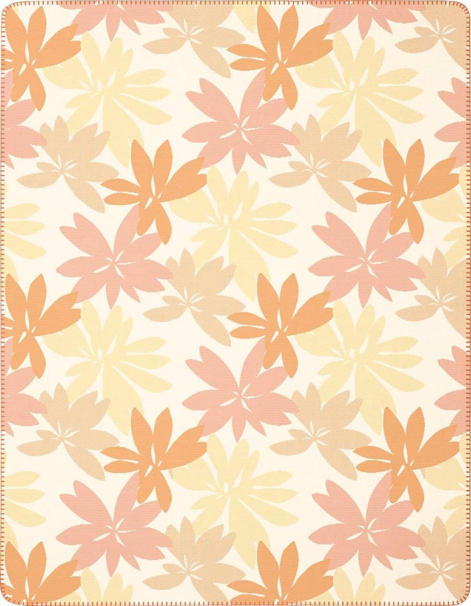BIEDERLACK Wohndecke Plumeria Rosa Floral Kuscheldecke