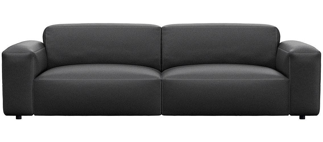 FLEXLUX Lucera 3-Sitzer Sofa Echtleder Schwarz Modern