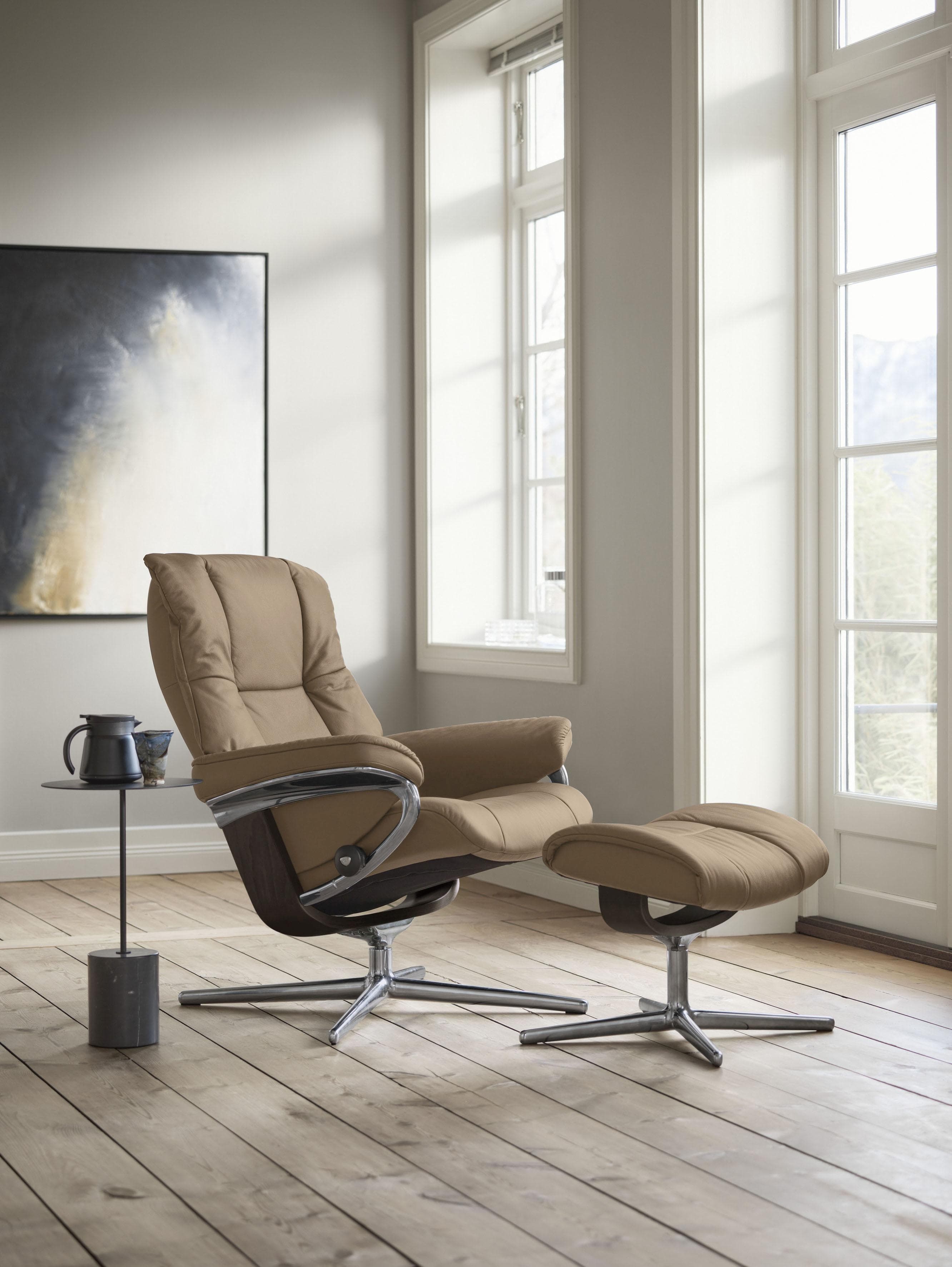 STRESSLESS Mayfair Relaxsessel braun Leder PALOMA mit Hocker Cross Base