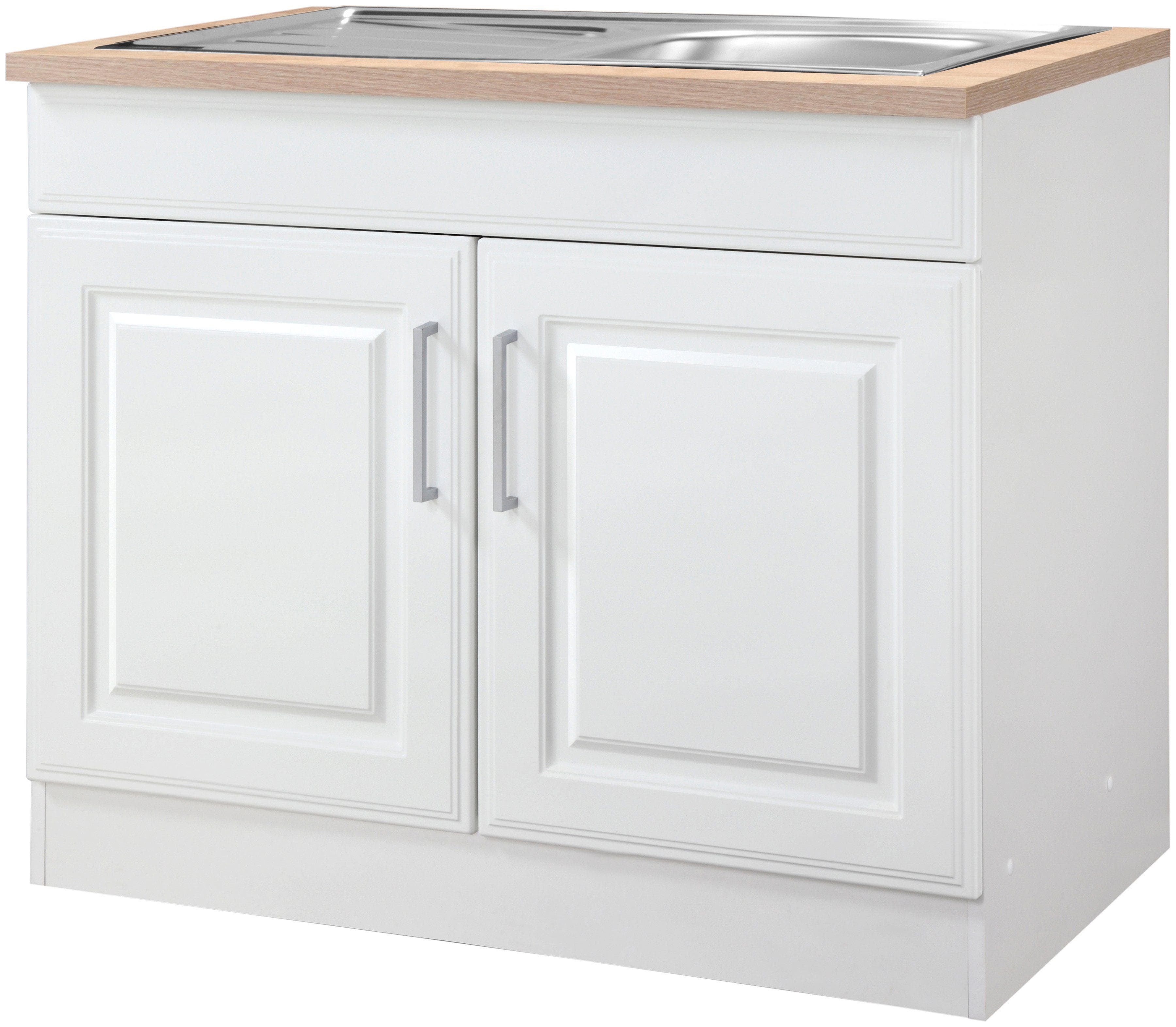 Spülenschrank KOCHSTATION KS-Stockholm Weiß MDF 2-Türer