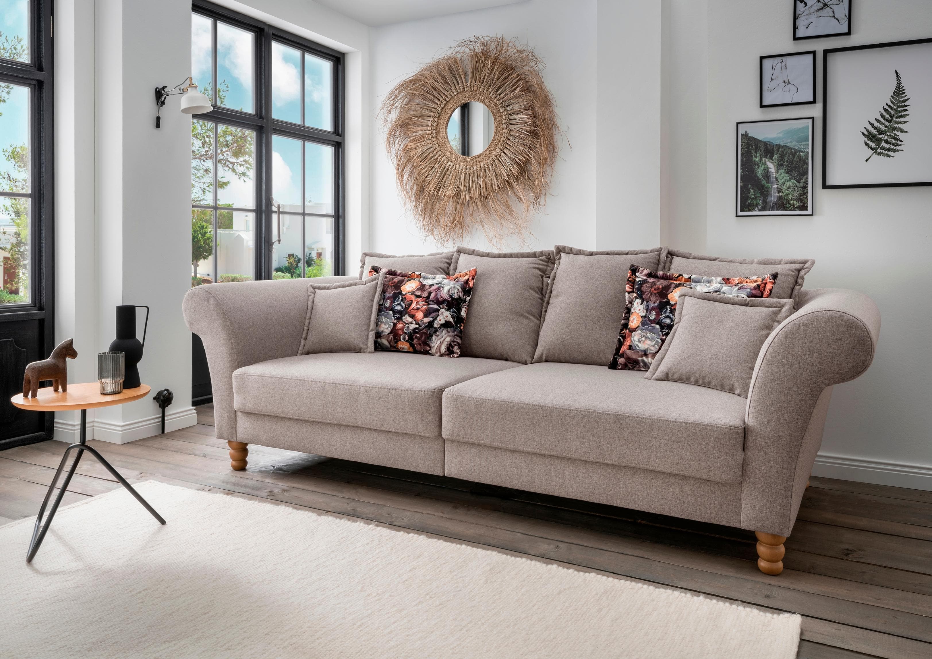 Big-Sofa HOME AFFAIRE Tassilo Taupe 266cm mit Kaltschaum