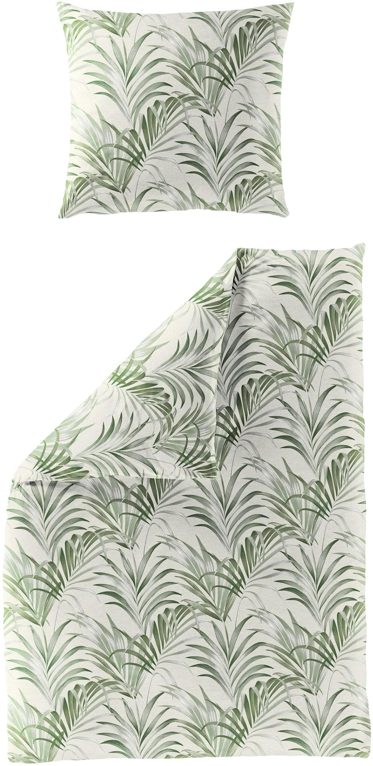 BIERBAUM Bettwäsche 4131 Grün Mako-Satin Floral
