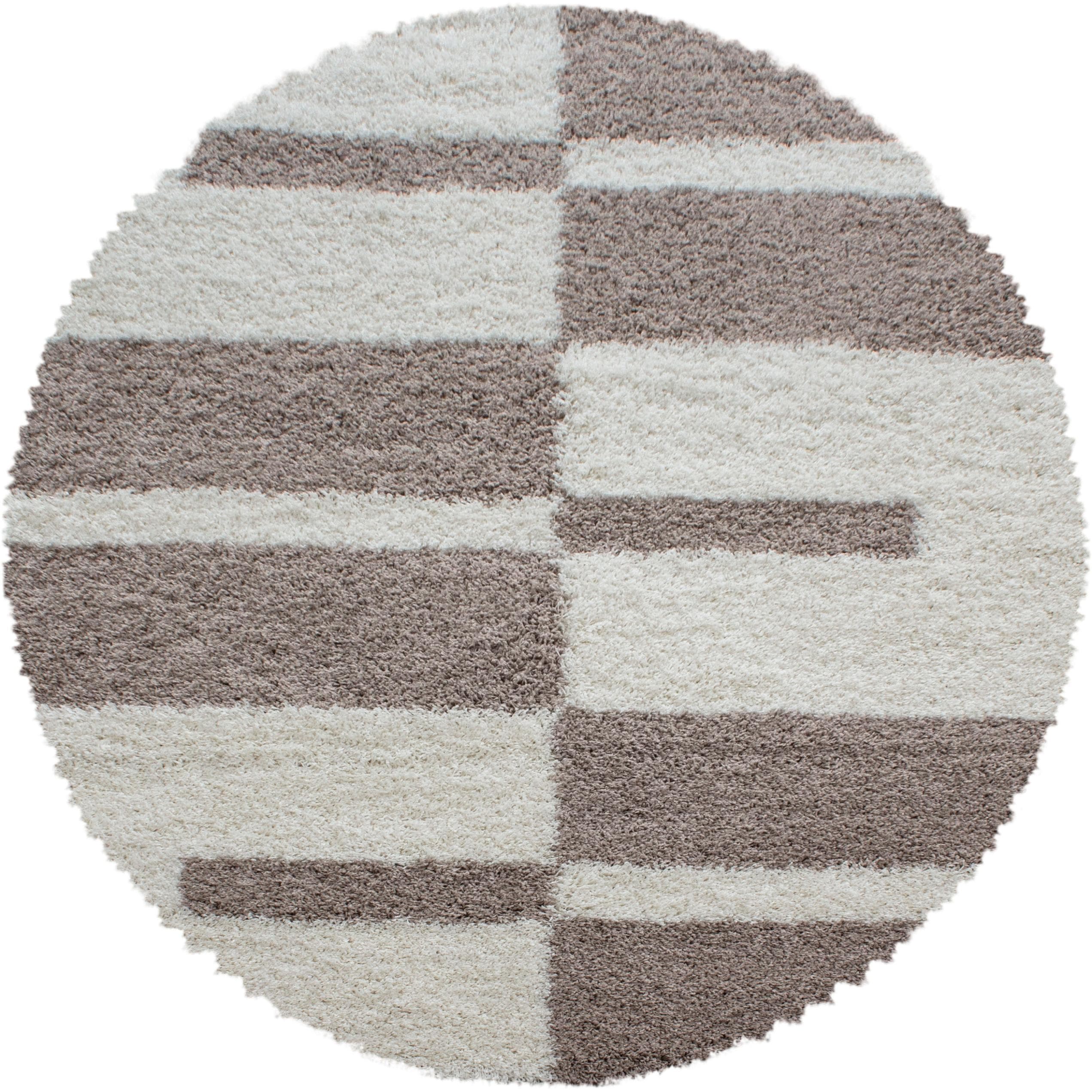 AYYILDIZ TEPPICHE Gala Shaggy 2505 Hochflor-Teppich Rund Beige