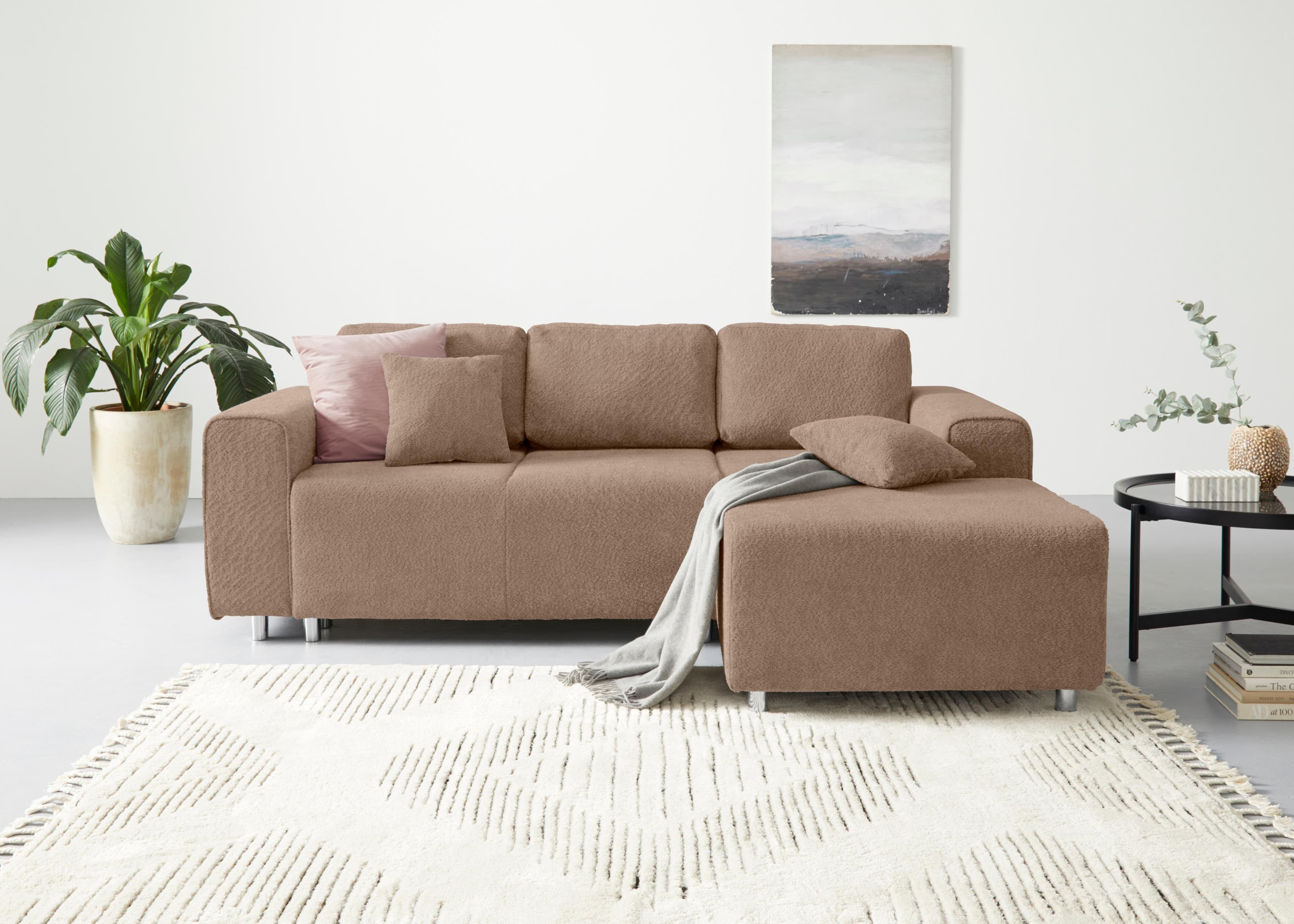 HOME AFFAIRE Ecksofa Györ Taupe L-Form mit Recamiere