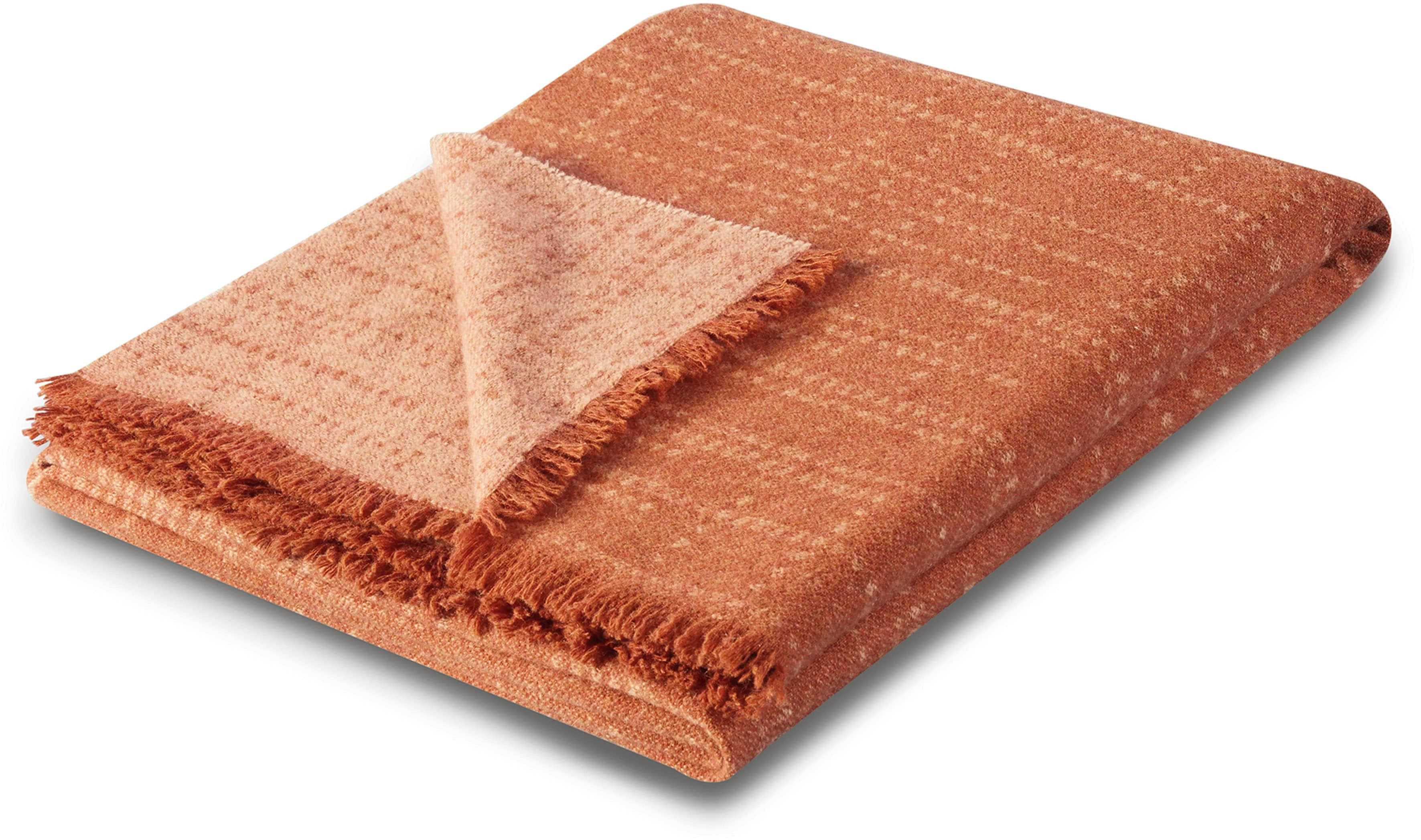 Biederlack Plaid Nore Terrakotta Orange mit Fransen