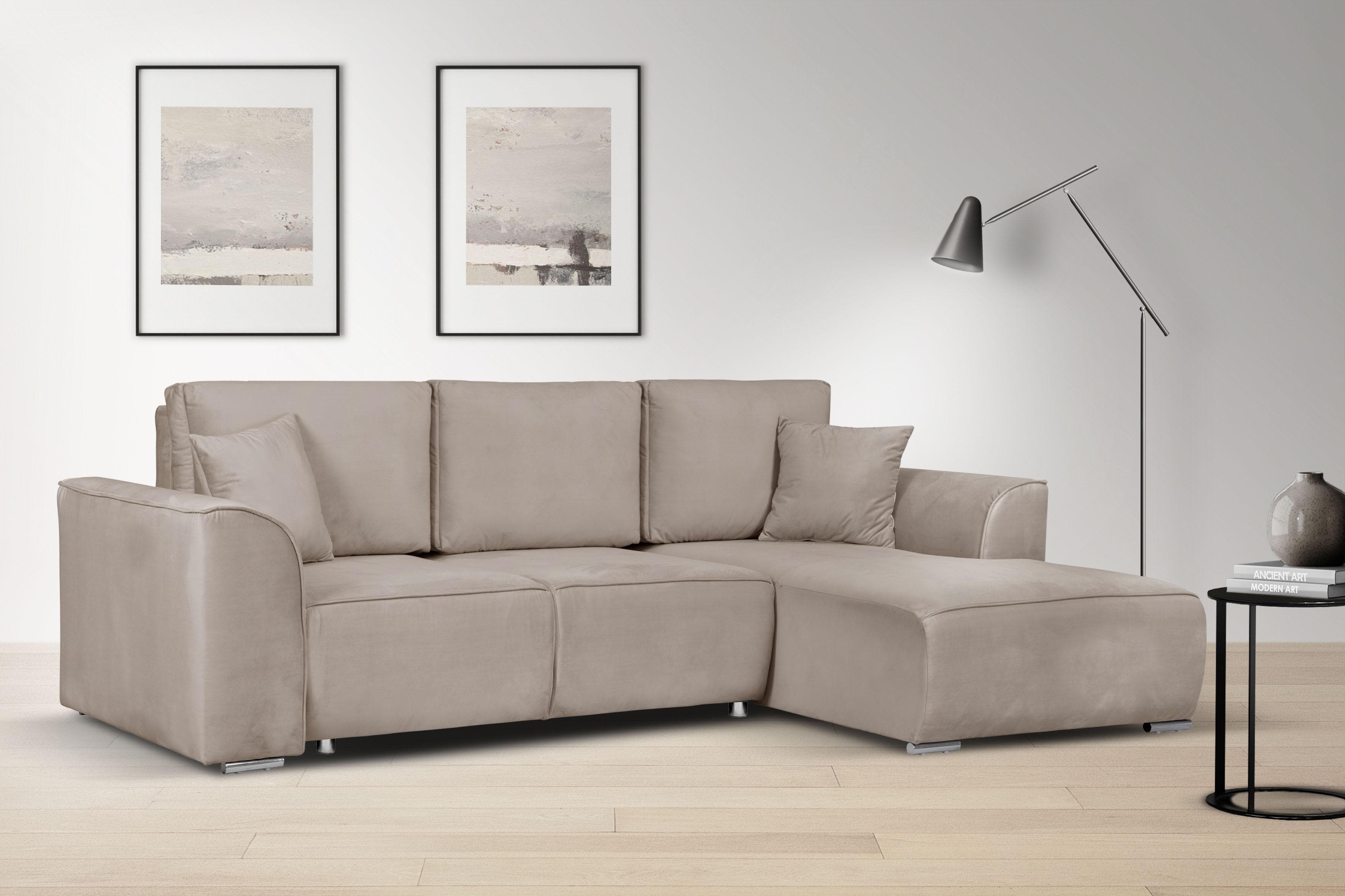 OTTO HOME Ecksofa BEATRICE Taupe mit Schlafsofa-Funktion und Bettkasten