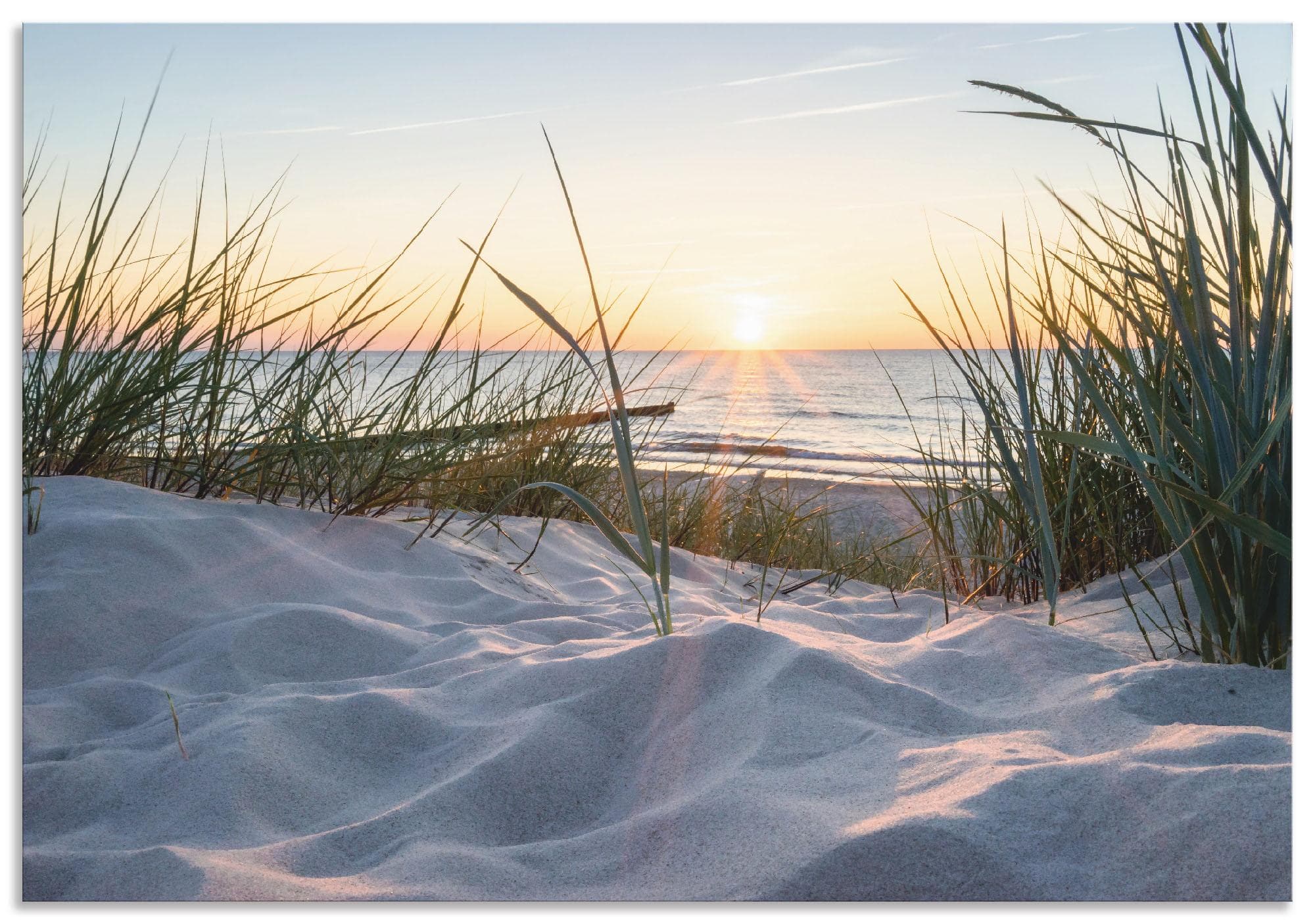 ARTLAND Wandbild Ostseestrand Beige Sonnenuntergang