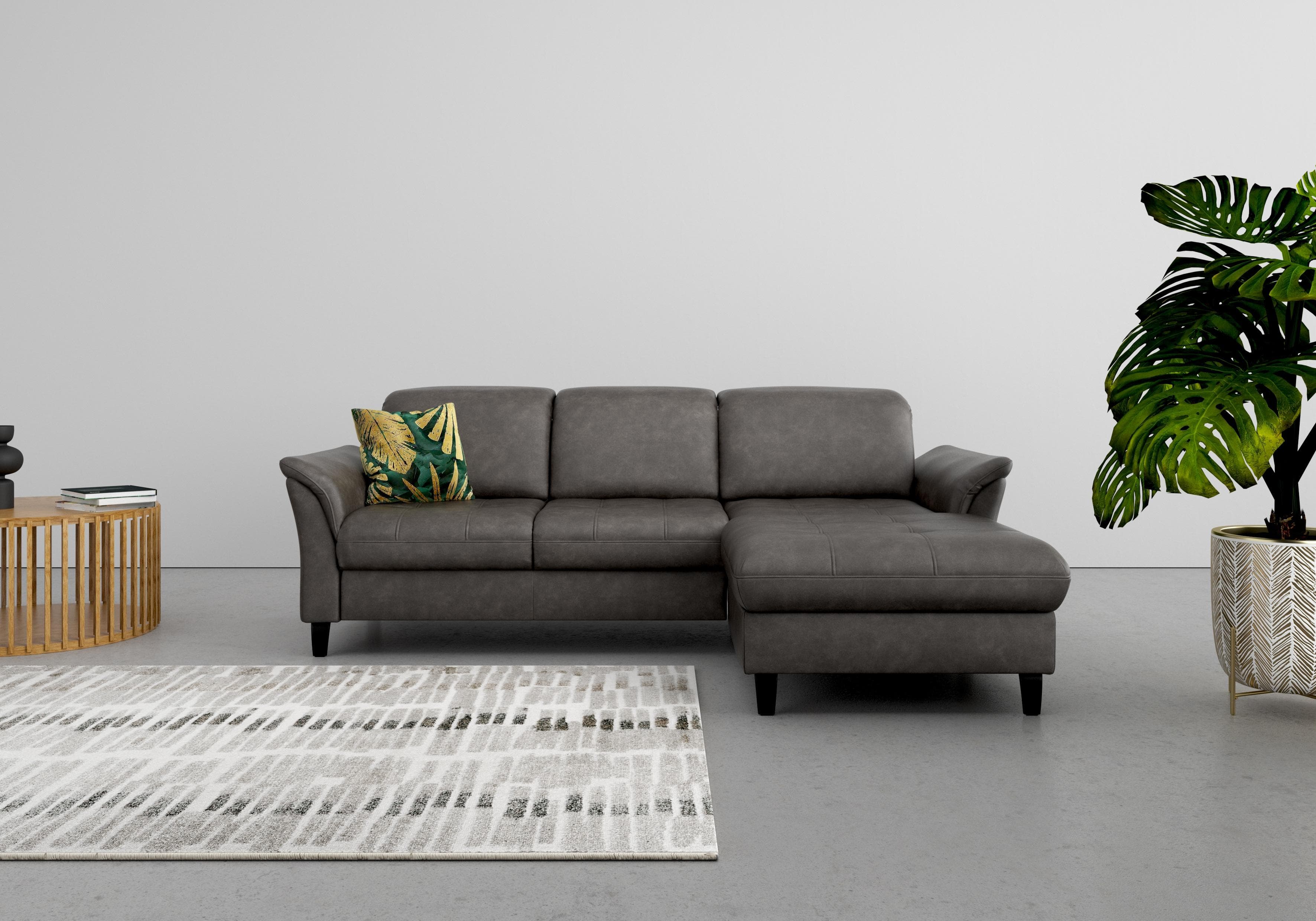 SIT & MORE Ecksofa Maggiore L-Form Anthrazit mit Recamiere