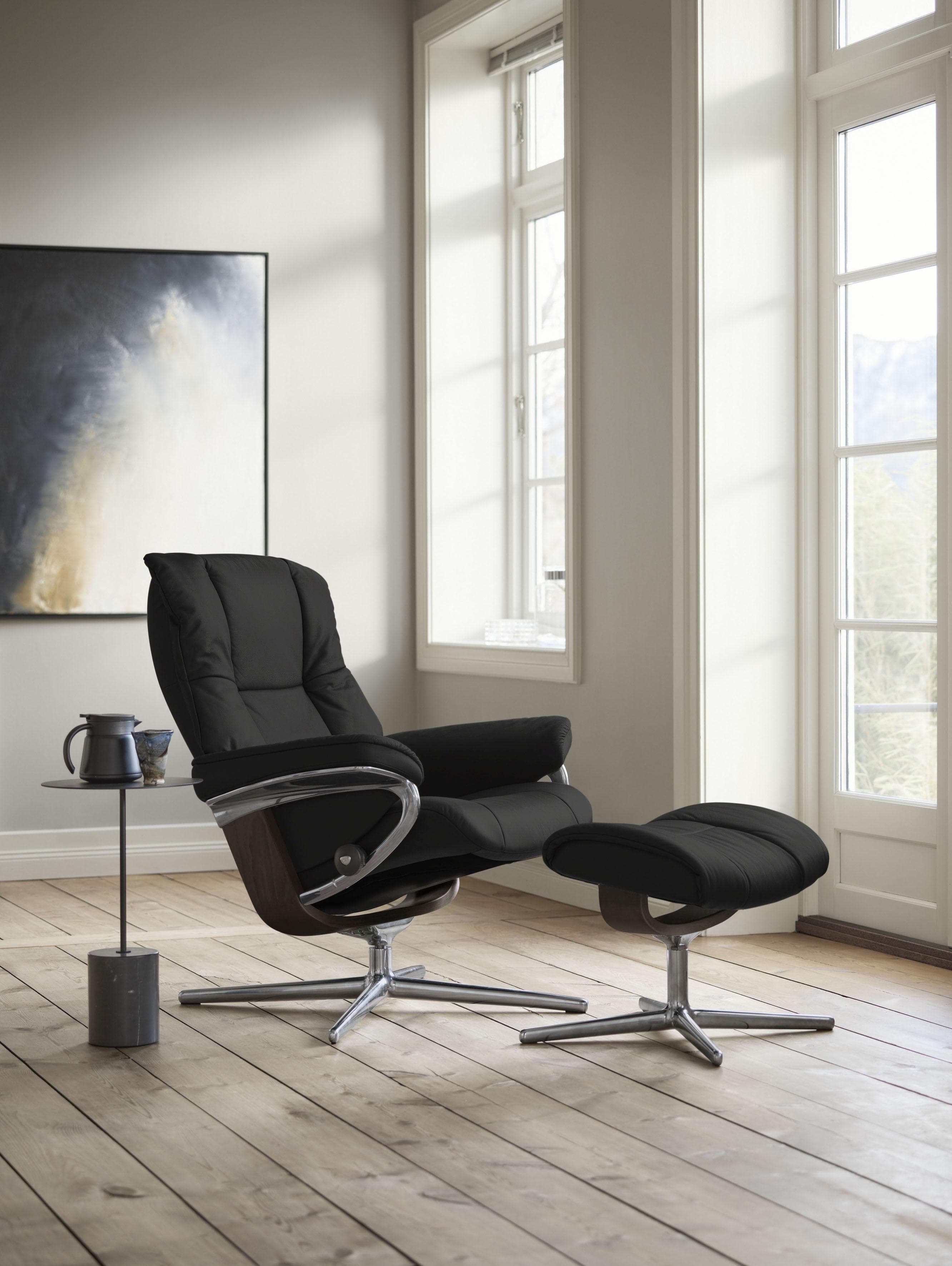 STRESSLESS Mayfair Relaxsessel Schwarz Leder BATICK mit Hocker