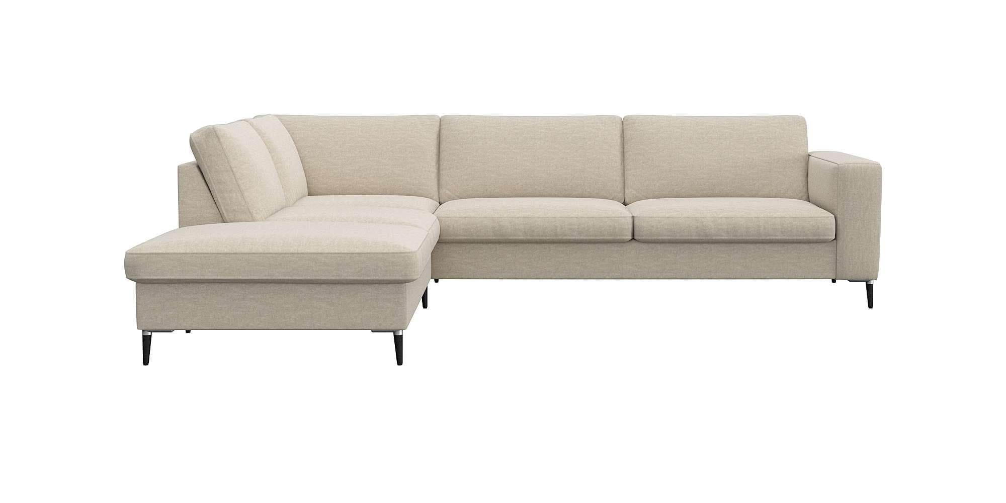 Flexlux Ecksofa Fiore Weiß L-Form mit breiten Armlehnen