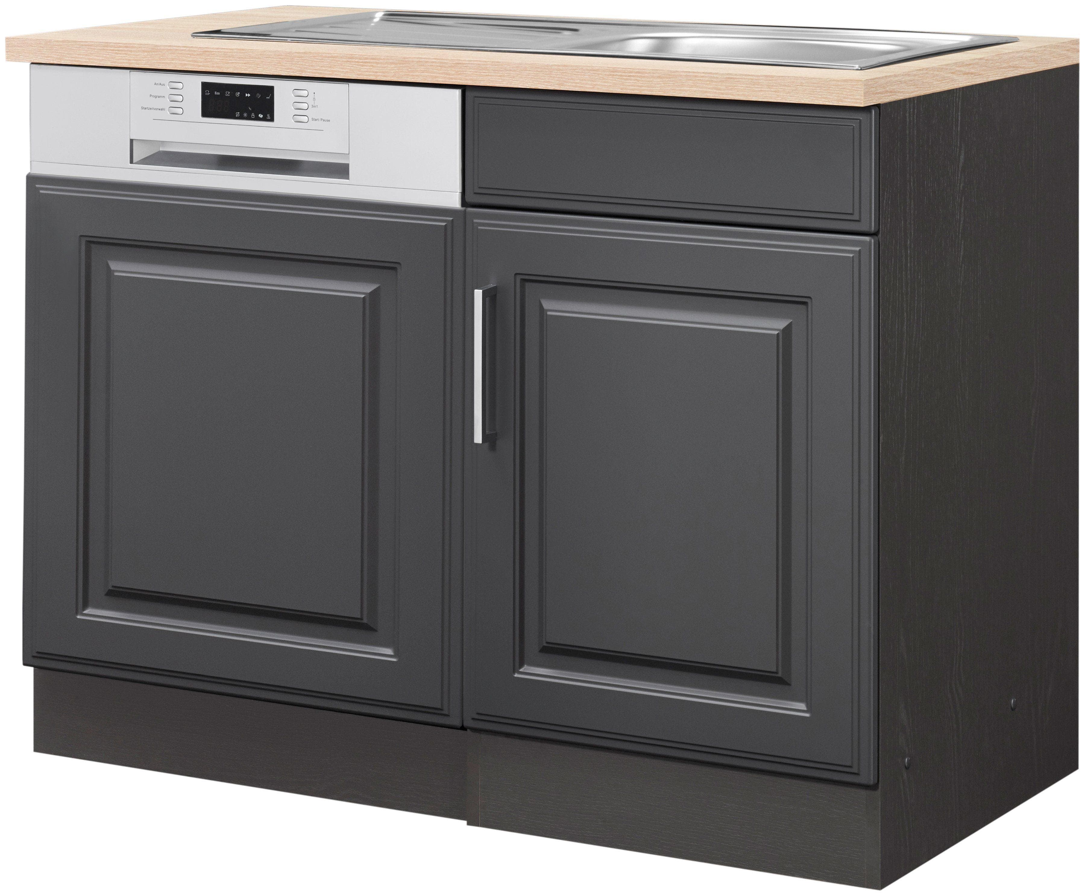 Spülenschrank KOCHSTATION KS-Stockholm Grau MDF Matt