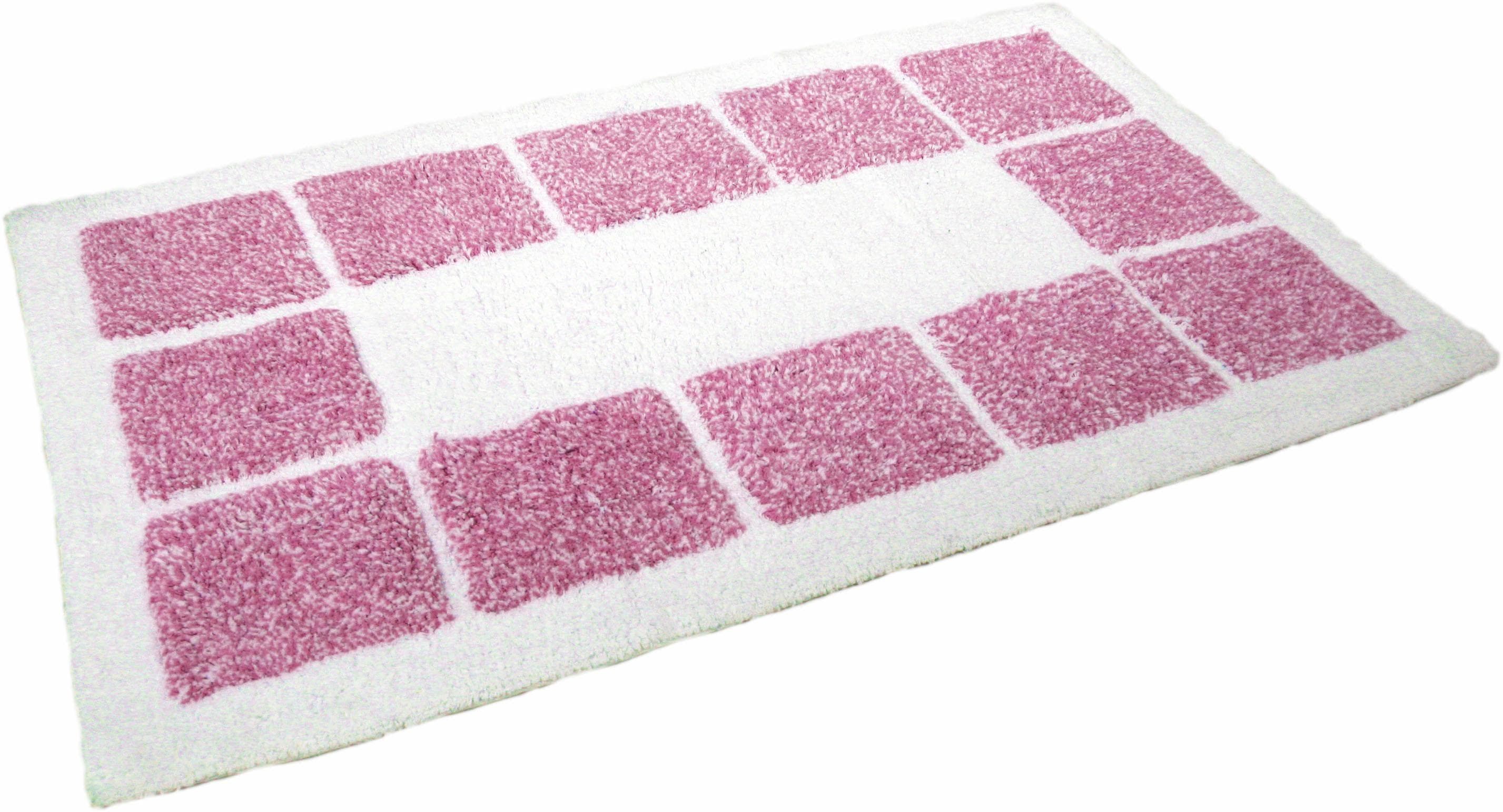 Badematte MESANA Karo Melange Pink Baumwolle Modern