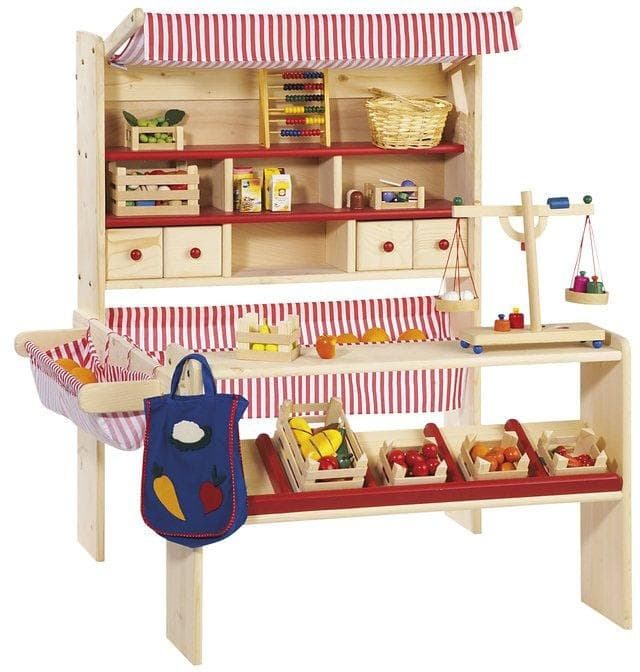 Pinolino Marktstand Lucy Kaufladen Holz Beige/Rot