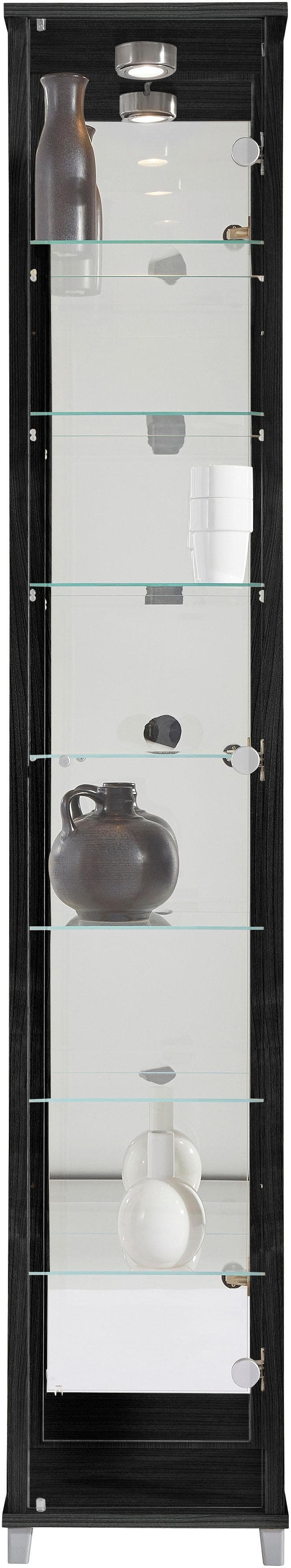 FIF MÖBEL Vitrine OPTIMA Schwarz mit LED-Beleuchtung und Glasböden