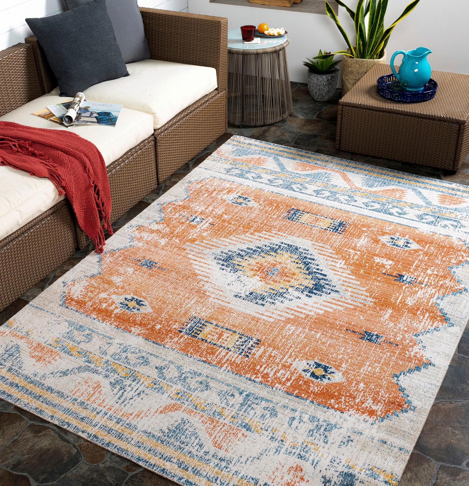LIVABLISS BAGO Outdoor-Teppich Bunt Boho Vintage-Look