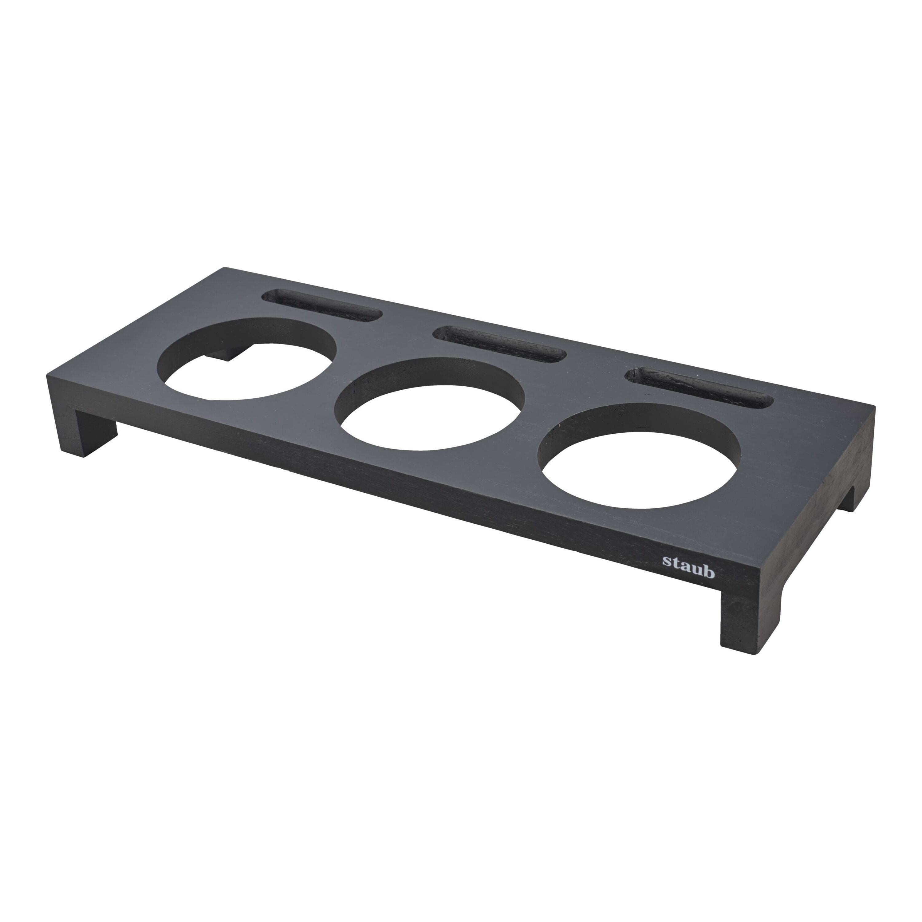 Staub Specialities Servierbrett für 3 Mini-Cocottes Schwarz Fiberholz